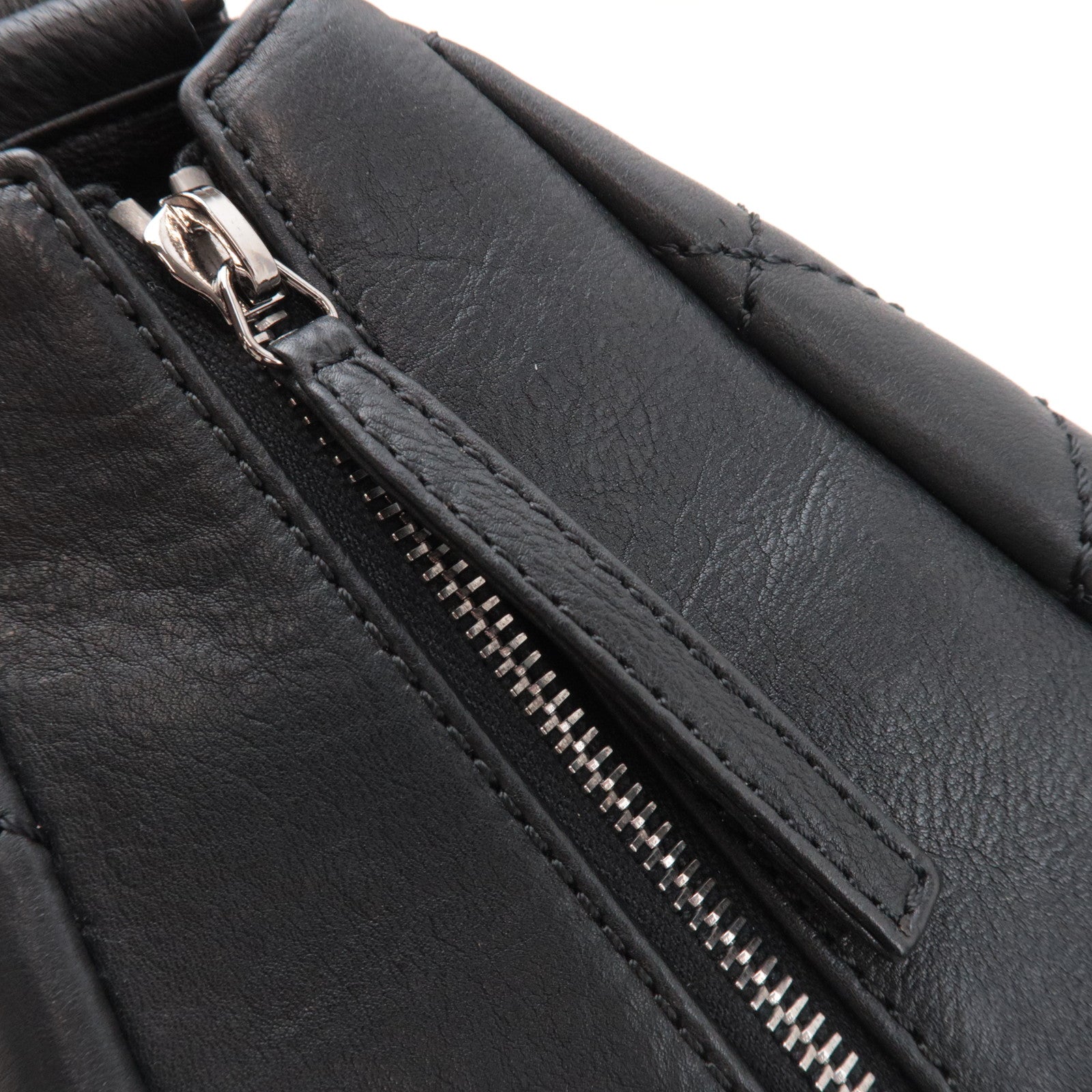 CHANEL Wild Stitch Matelasse Shoulder Bag Leather Black Silver HDW *Dust bag, G card