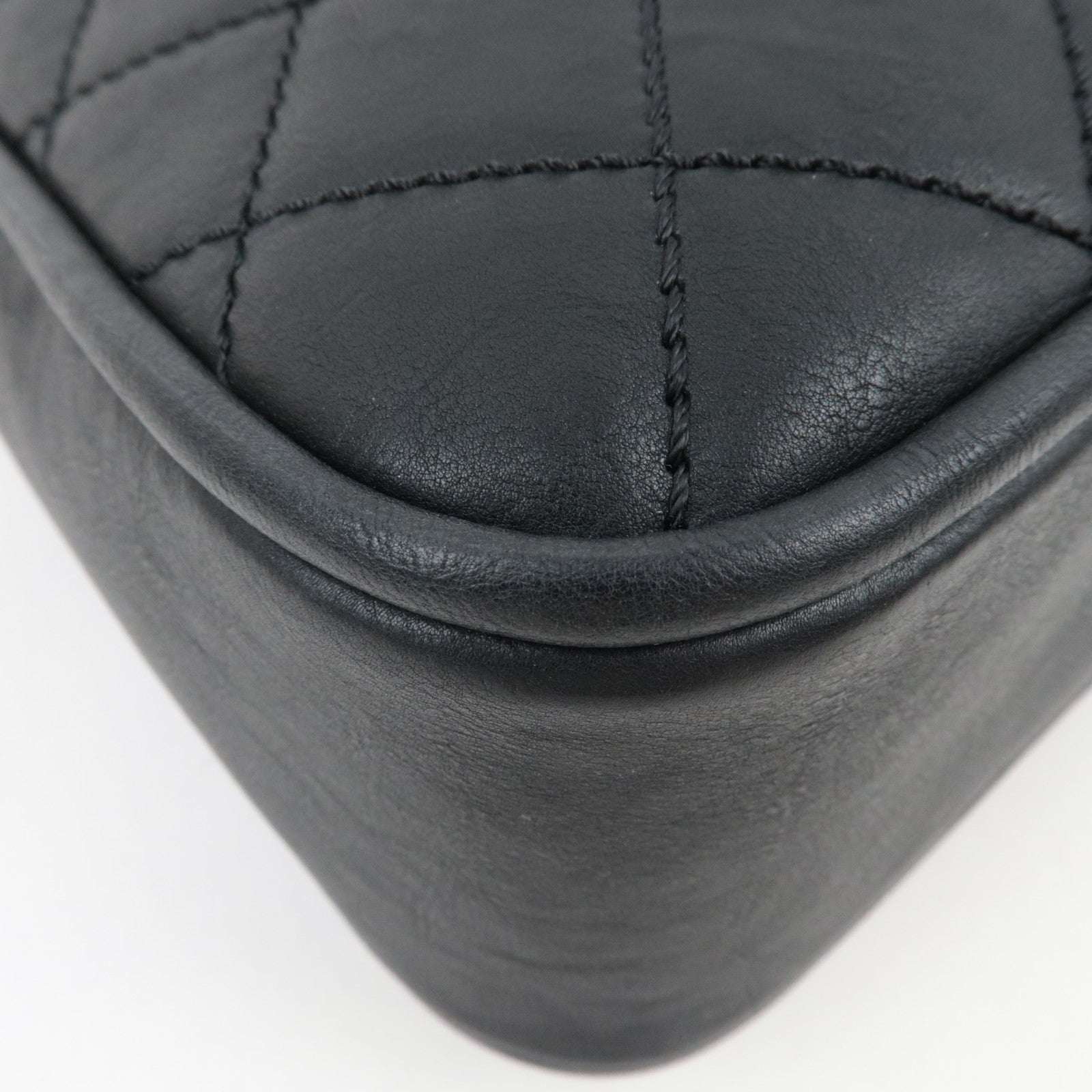 CHANEL Wild Stitch Matelasse Shoulder Bag Leather Black Silver HDW *Dust bag, G card