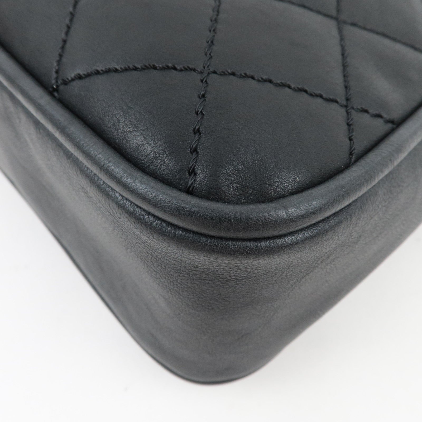 CHANEL Wild Stitch Matelasse Shoulder Bag Leather Black Silver HDW *Dust bag, G card