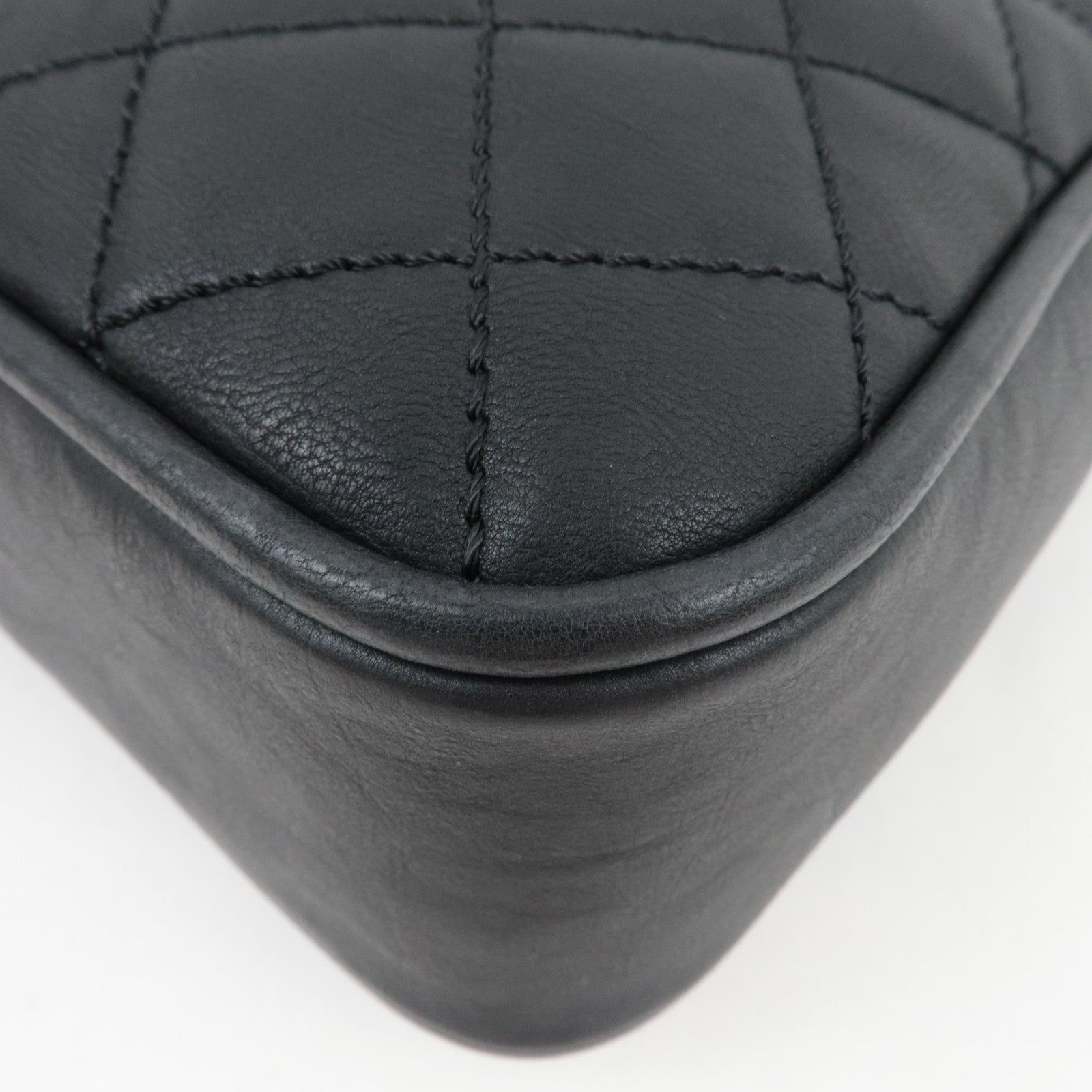 CHANEL Wild Stitch Matelasse Shoulder Bag Leather Black Silver HDW *Dust bag, G card