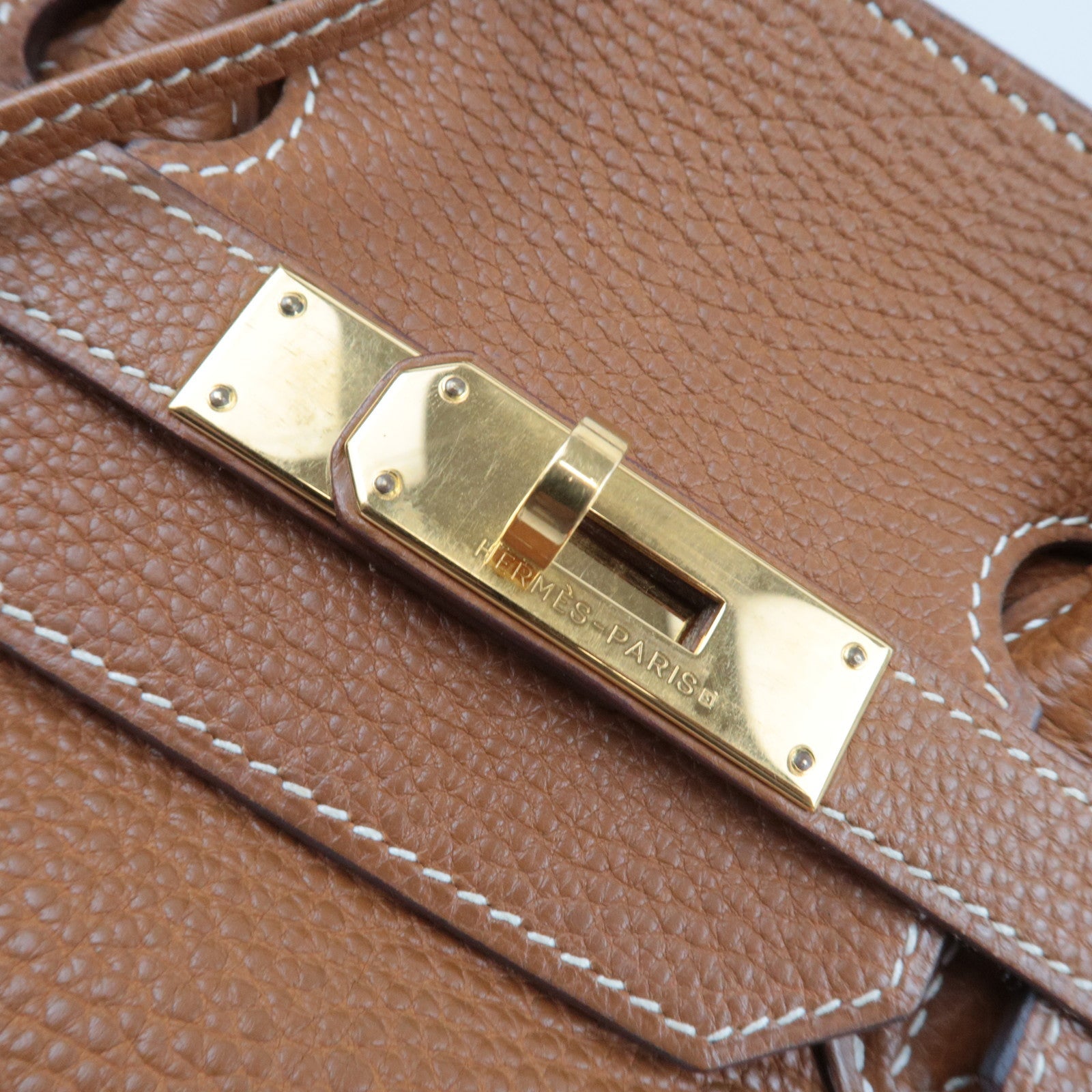 Hermes Birkin 35 □I Stamp (2005) Handbag Taurillon Clemence Gold *Dust bag, Key Lock, Clochette