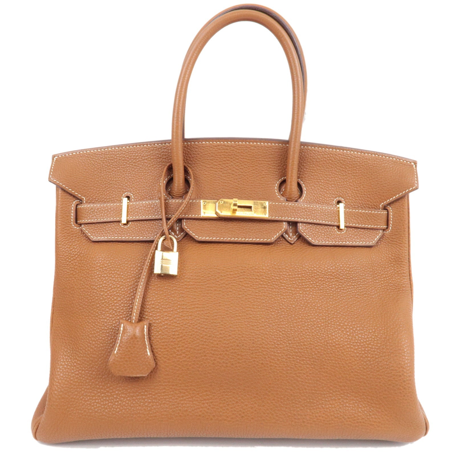 Hermes Birkin 35 □I Stamp (2005) Handbag Taurillon Clemence Gold *Dust bag, Key Lock, Clochette81933