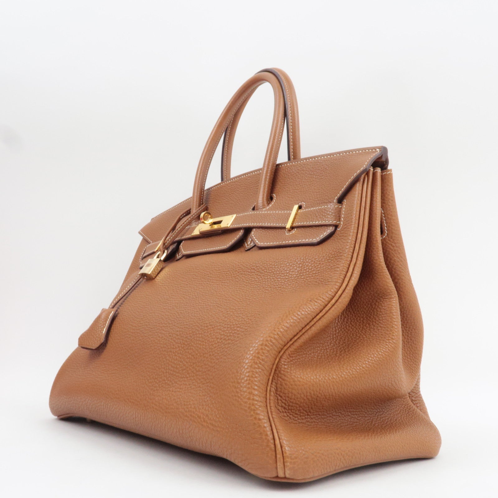 Hermes Birkin 35 □I Stamp (2005) Handbag Taurillon Clemence Gold *Dust bag, Key Lock, Clochette