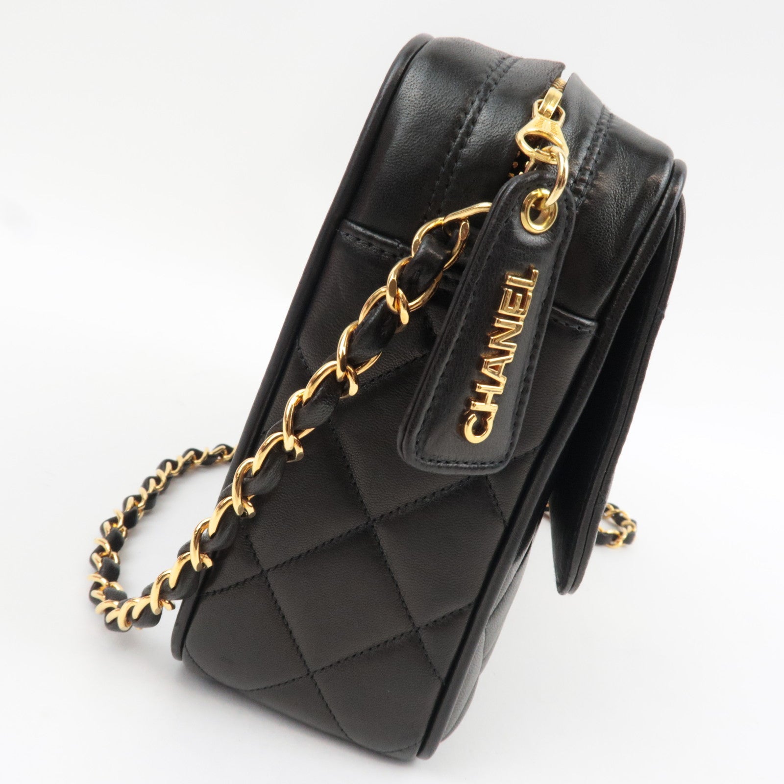 CHANEL Matelasse Chain Shoulder Bag Lambskin Black Gold HDW *Dust bag, G Card