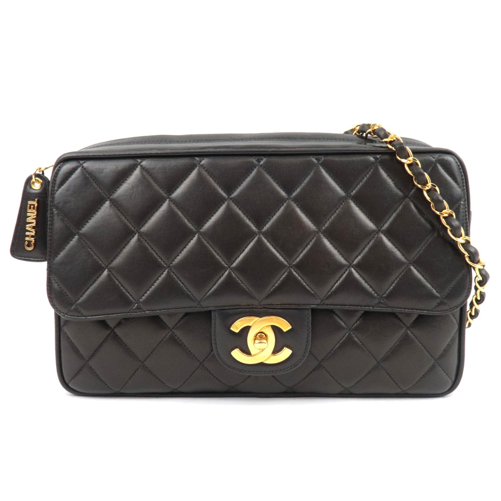 CHANEL Matelasse Chain Shoulder Bag Lambskin Black Gold HDW *Dust bag, G Card81934