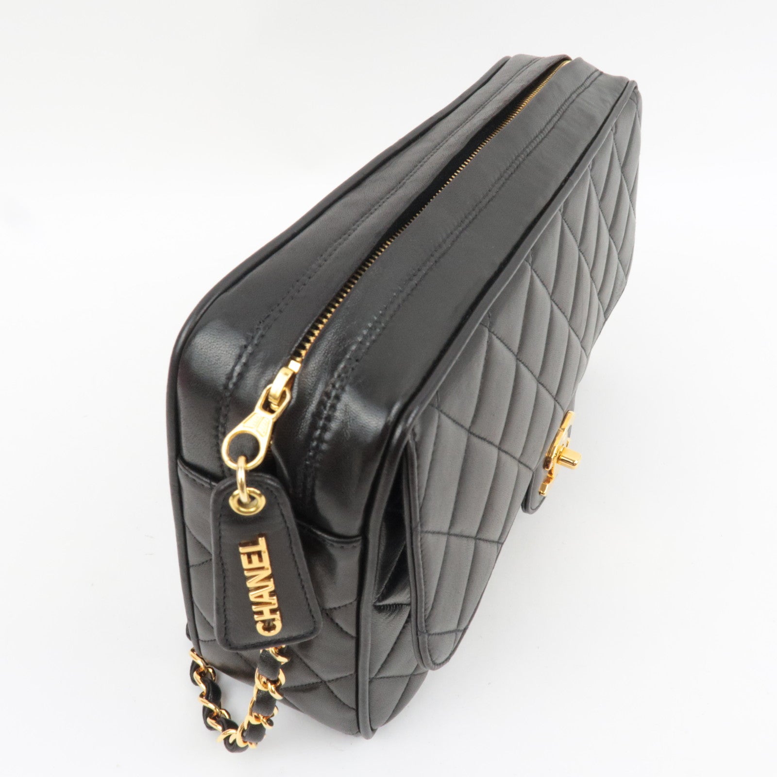 CHANEL Matelasse Chain Shoulder Bag Lambskin Black Gold HDW *Dust bag, G Card