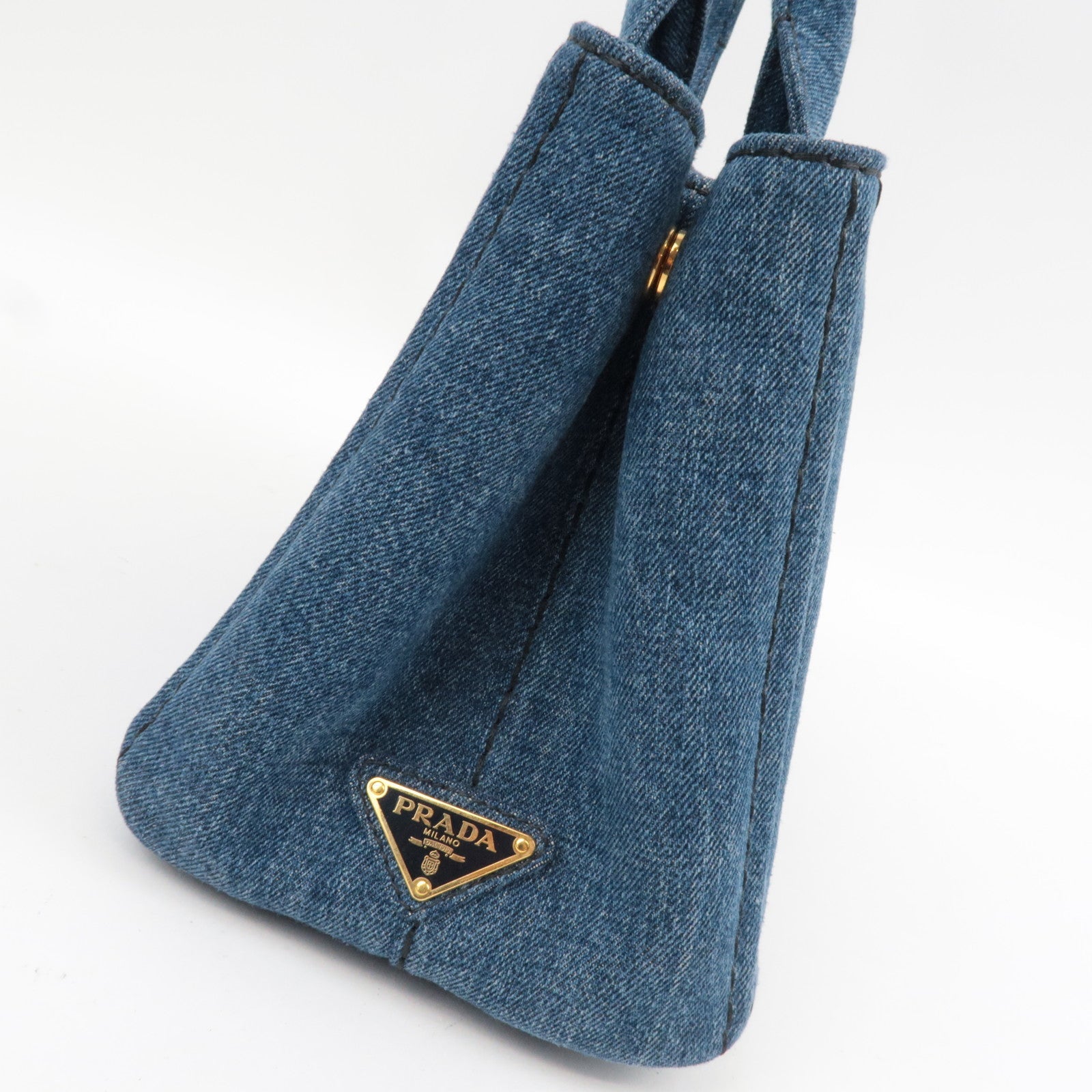 PRADA Canapa Mini 2Way Tote Bag Denim Blue 1BG439 *Strap, G card