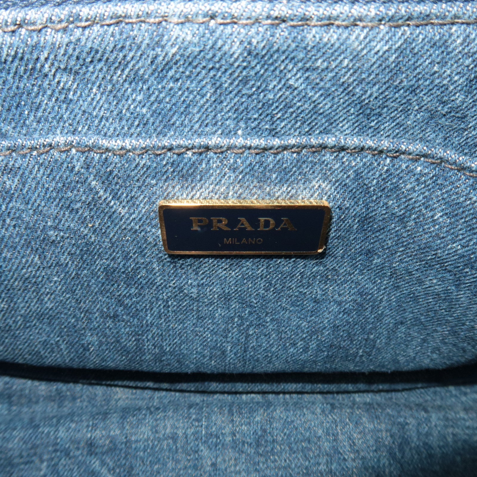 PRADA Canapa Mini 2Way Tote Bag Denim Blue 1BG439 *Strap, G card