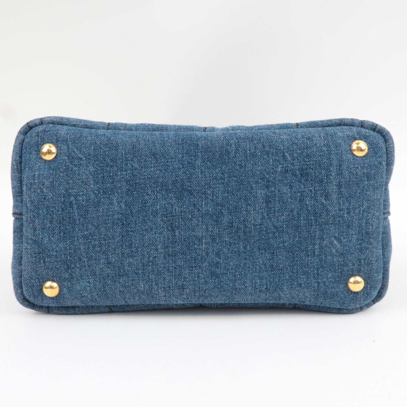 PRADA Canapa Mini 2Way Tote Bag Denim Blue 1BG439 *Strap, G card