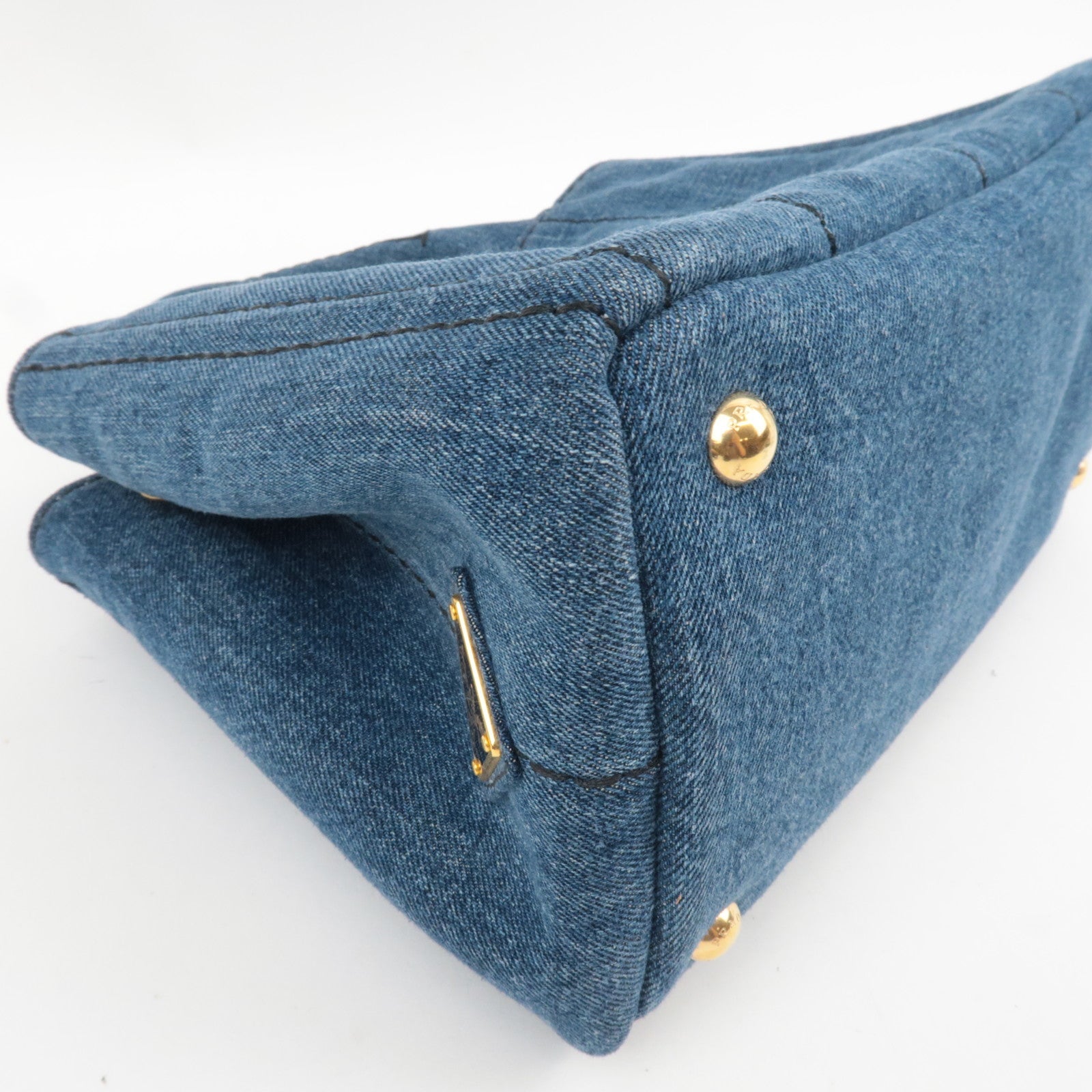 PRADA Canapa Mini 2Way Tote Bag Denim Blue 1BG439 *Strap, G card