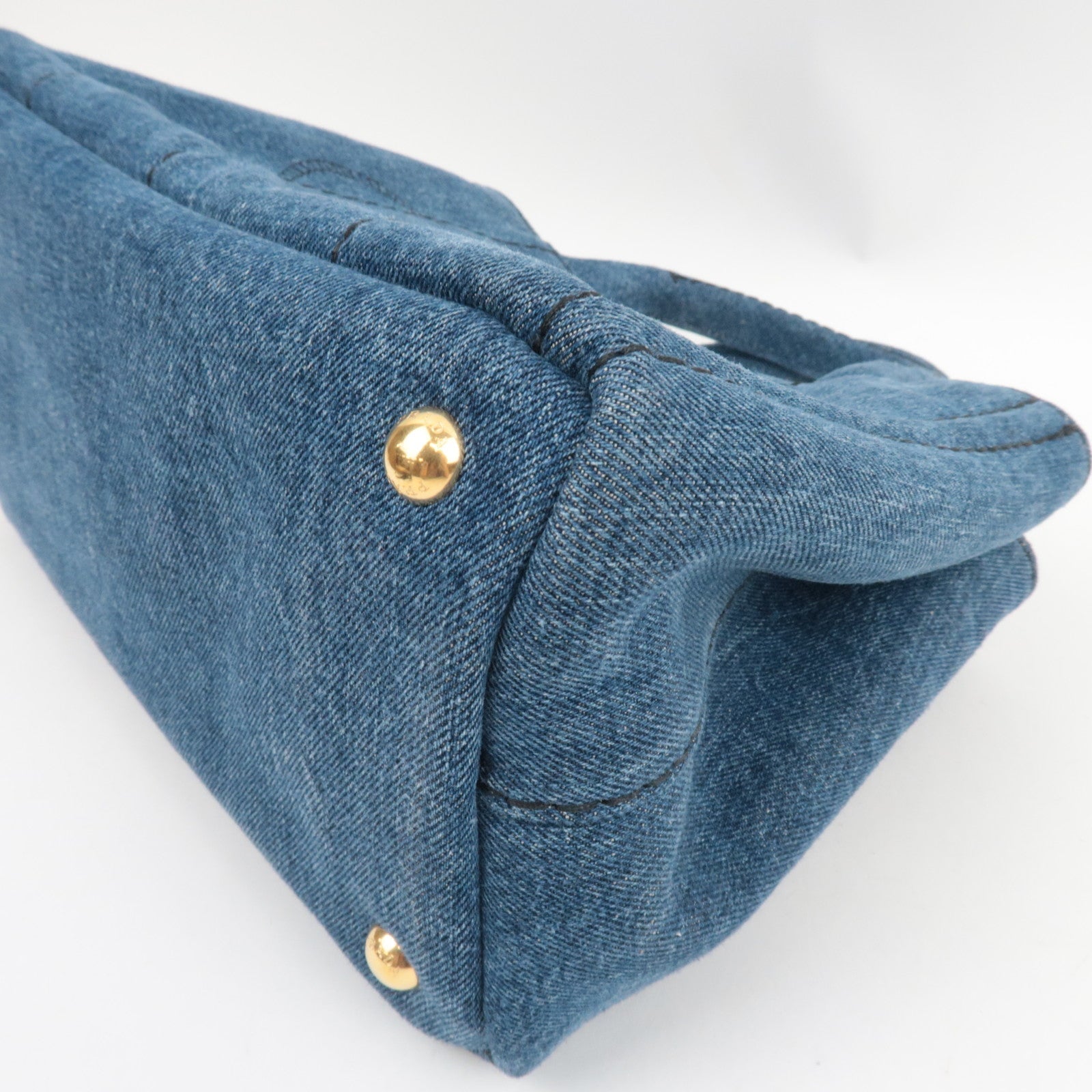 PRADA Canapa Mini 2Way Tote Bag Denim Blue 1BG439 *Strap, G card