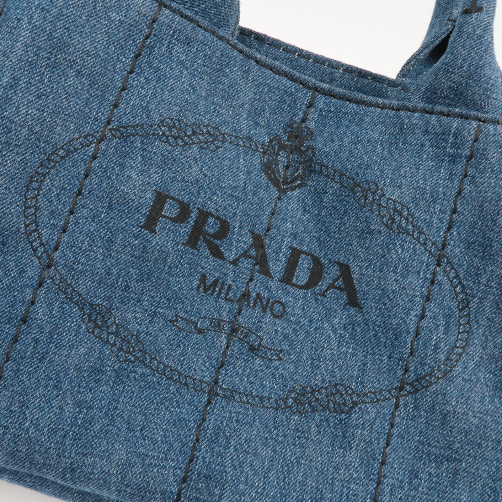 PRADA Canapa Mini 2Way Tote Bag Denim Blue 1BG439 *Strap, G card