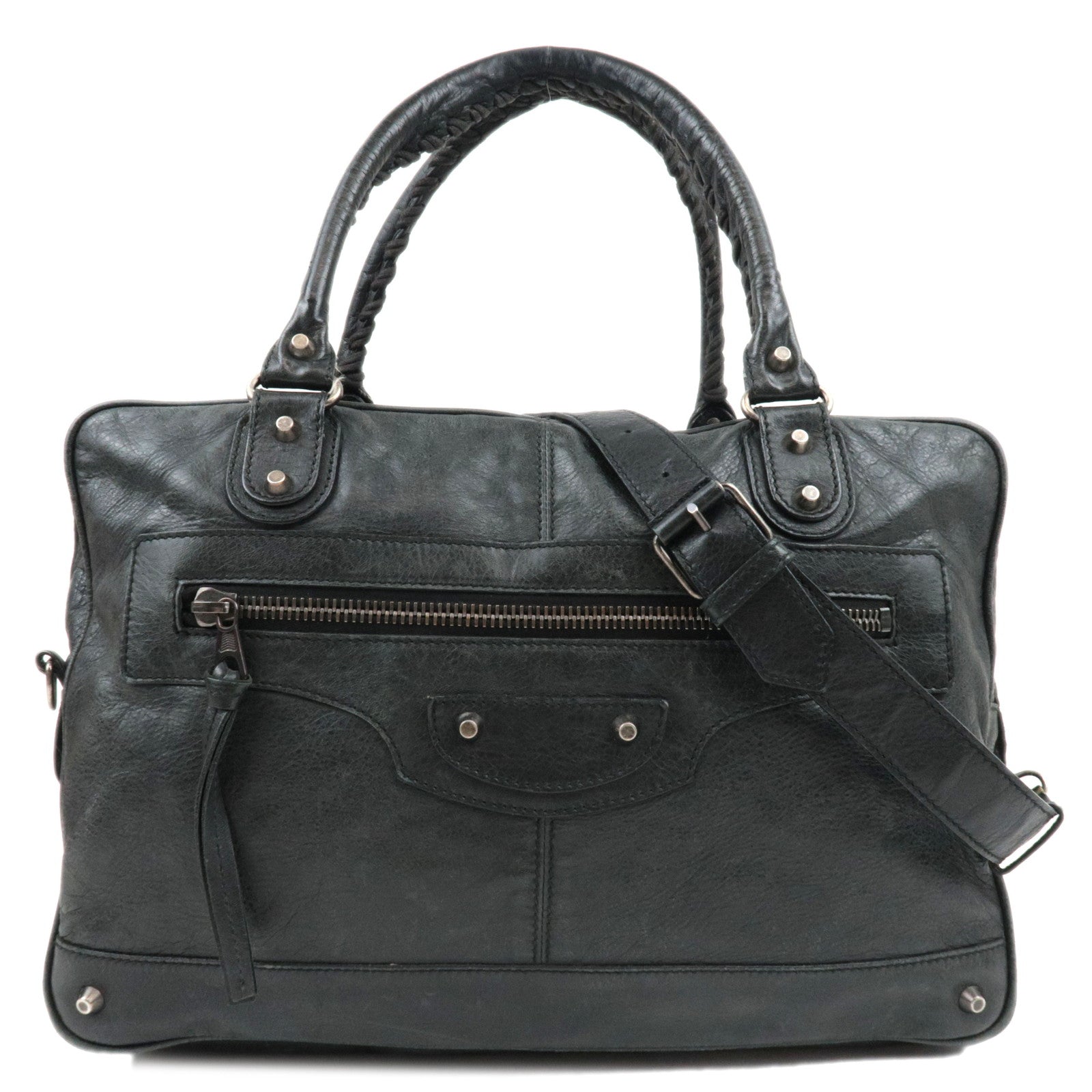 BALENCIAGA 2Way Leather Business Bag Black 265182 *Strap81948