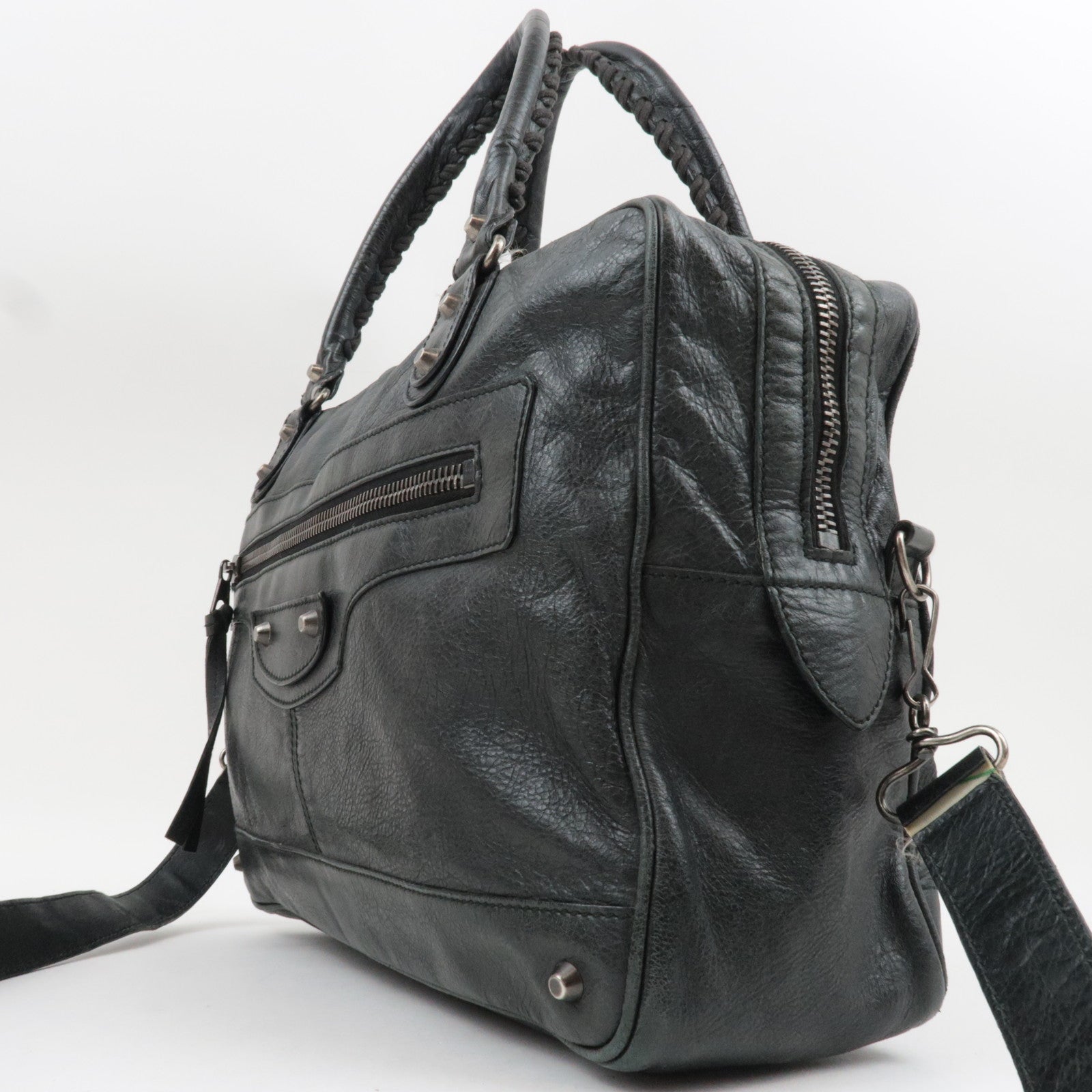 BALENCIAGA 2Way Leather Business Bag Black 265182 *Strap