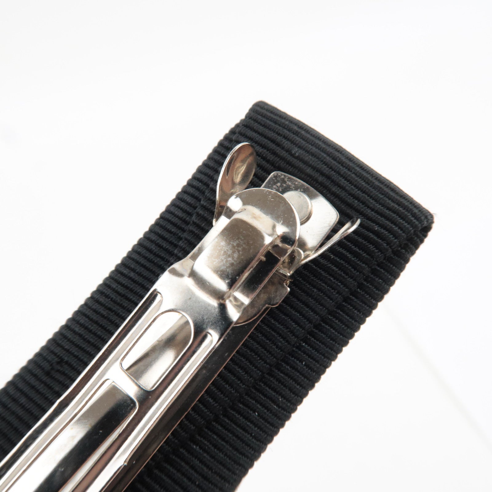 Ferragamo Vara Ribbon Barrette Hair Clip Cotton Nylon Black Silver HDW