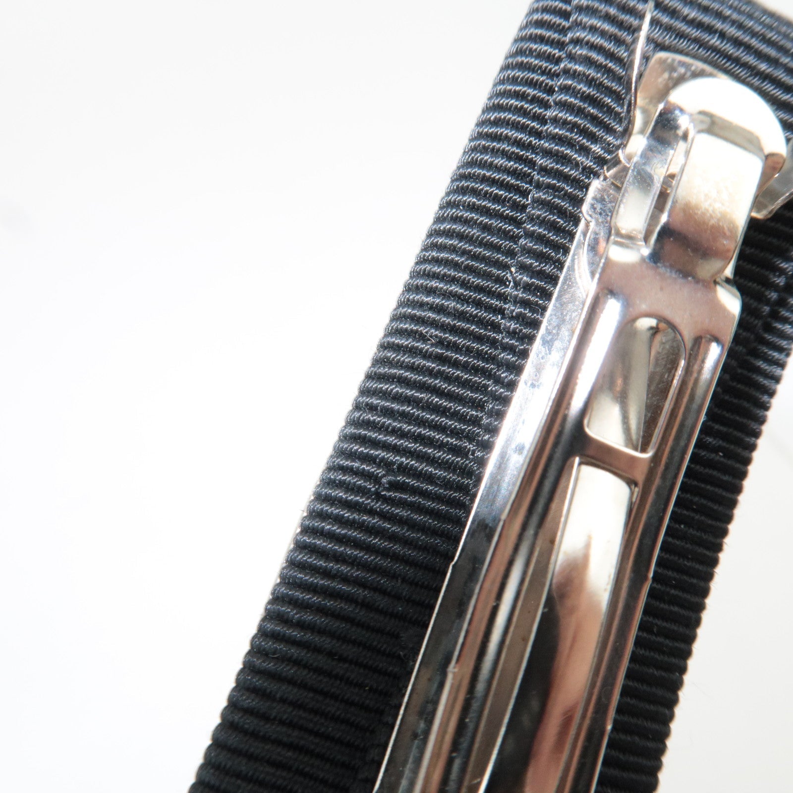 Ferragamo Vara Ribbon Barrette Hair Clip Cotton Nylon Black Silver HDW