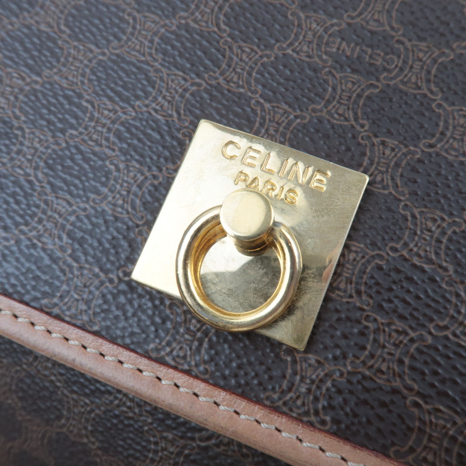 CELINE Macadam Shoulder Bag PVC Leather Brown