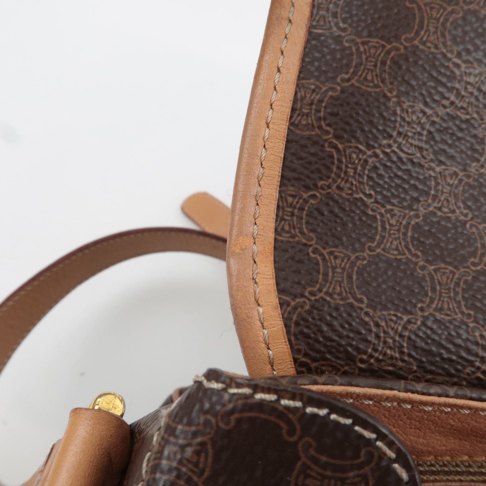 CELINE Macadam Shoulder Bag PVC Leather Brown