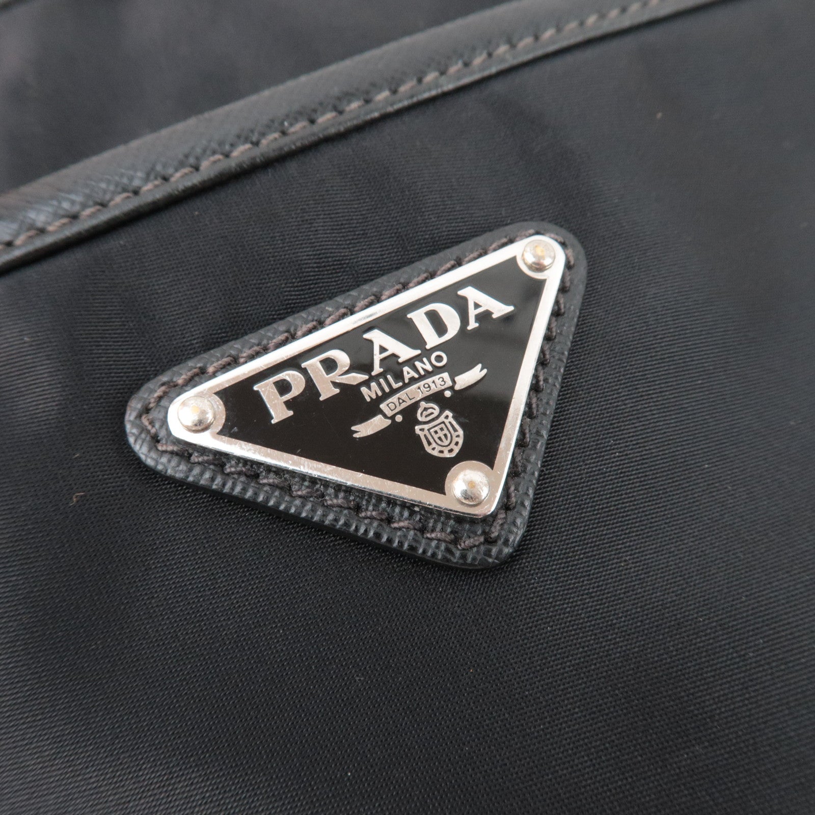 PRADA Shoulder Bag Nylon Leather Black
