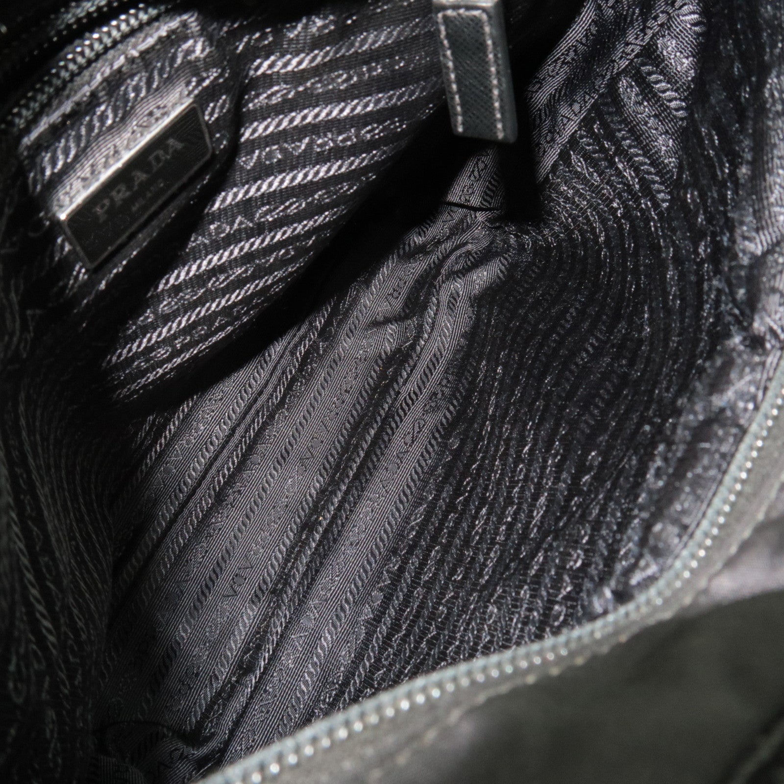 PRADA Shoulder Bag Nylon Leather Black