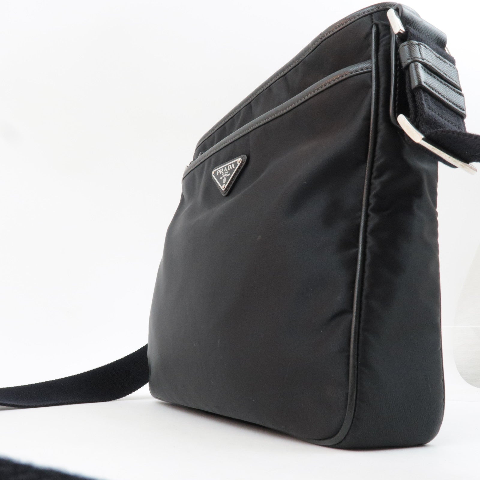 PRADA Shoulder Bag Nylon Leather Black