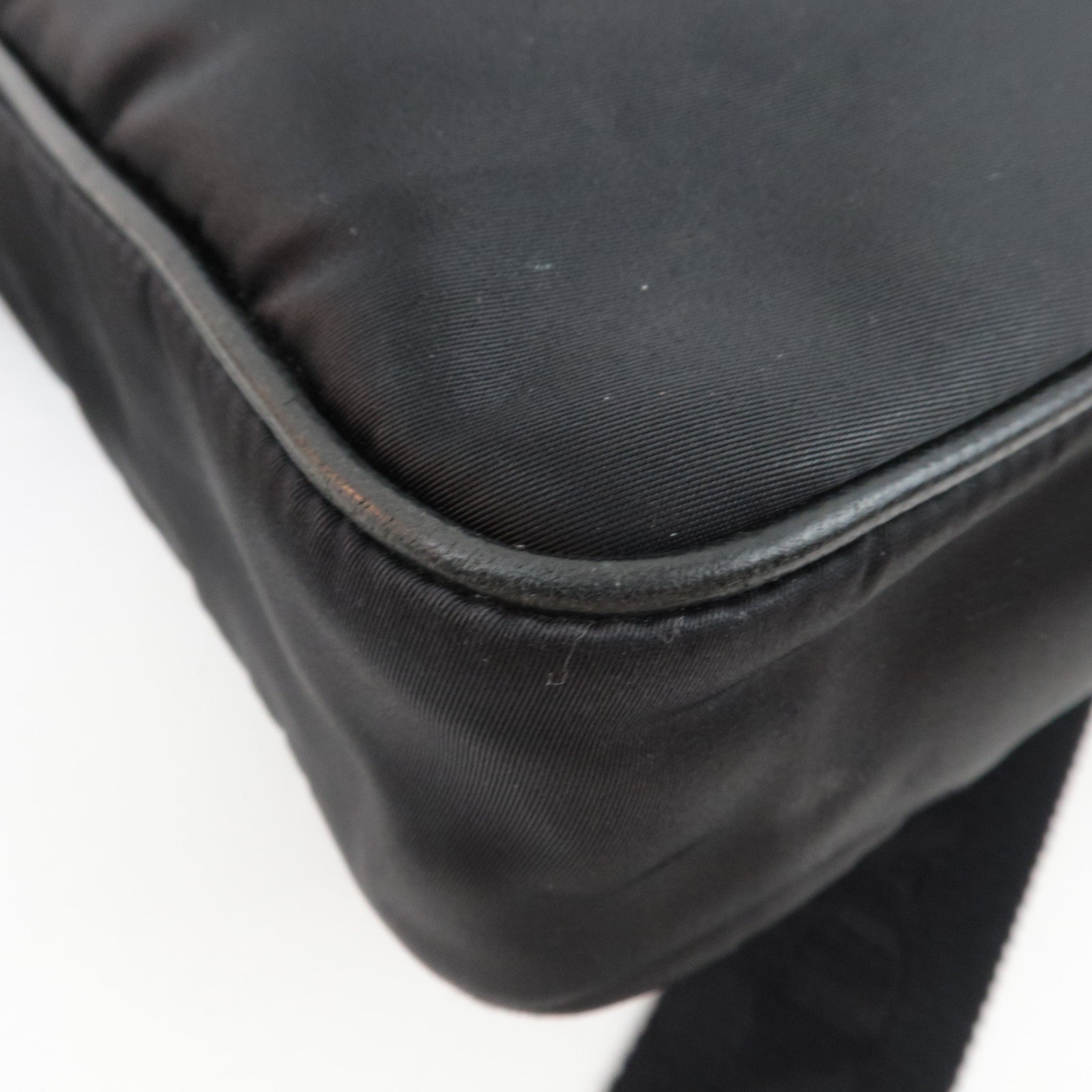 PRADA Shoulder Bag Nylon Leather Black