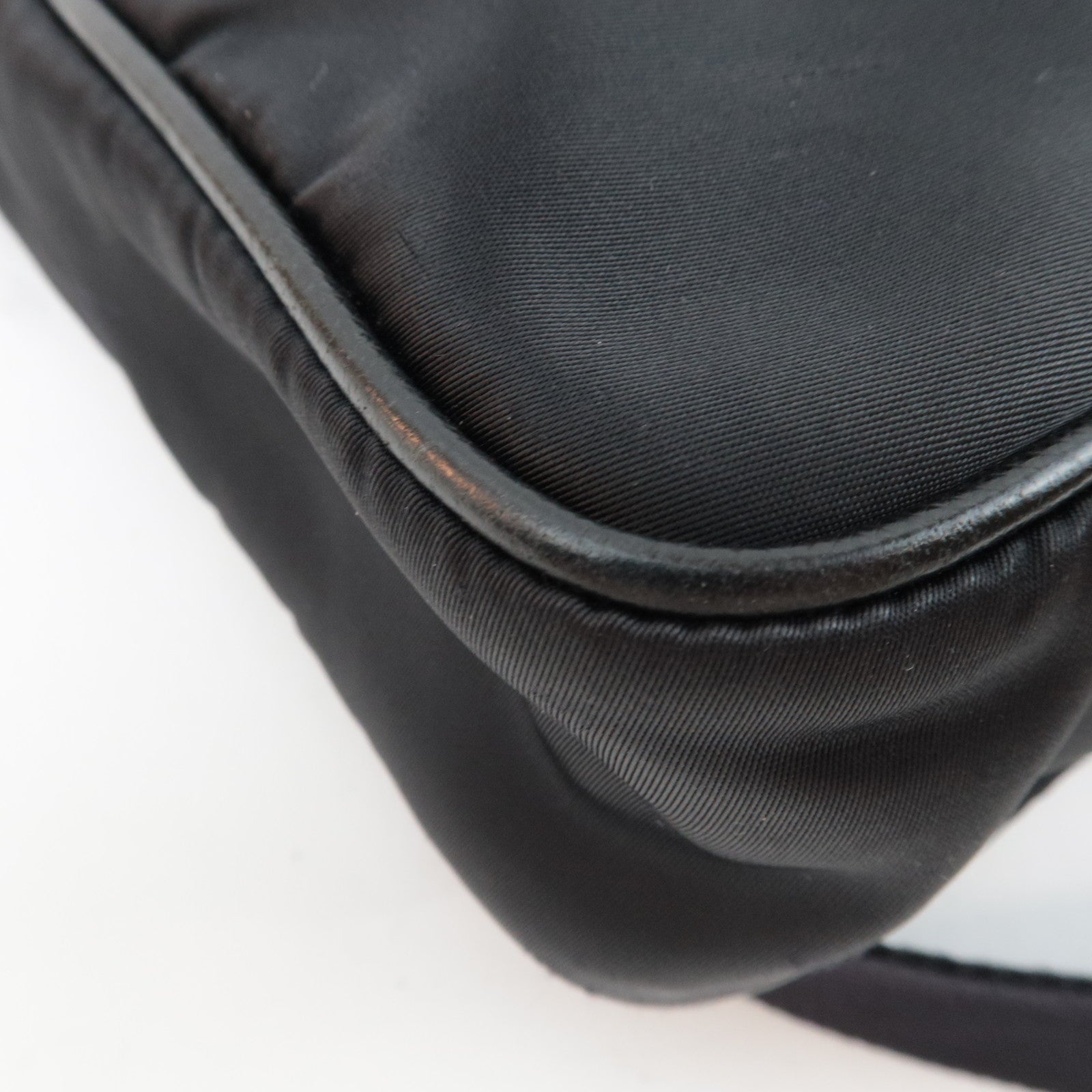 PRADA Shoulder Bag Nylon Leather Black