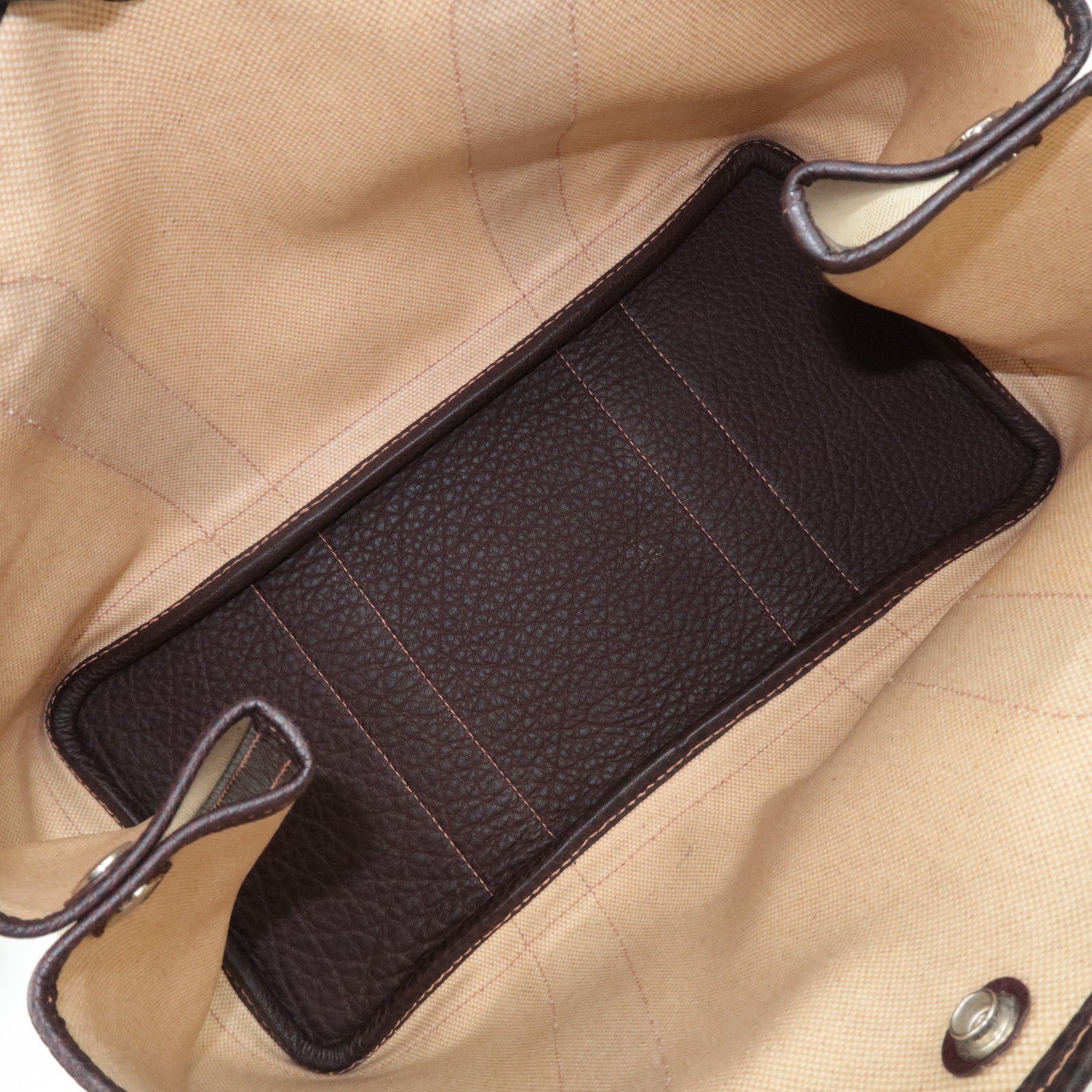 HERMES Garden Party PM Tote Bag □G Stamp (2003) Canvas Leather Natural Brown