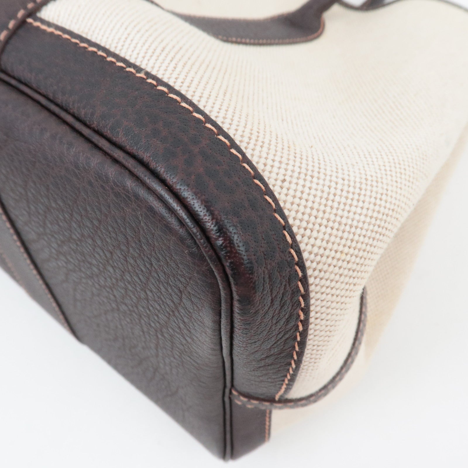 HERMES Garden Party PM Tote Bag □G Stamp (2003) Canvas Leather Natural Brown