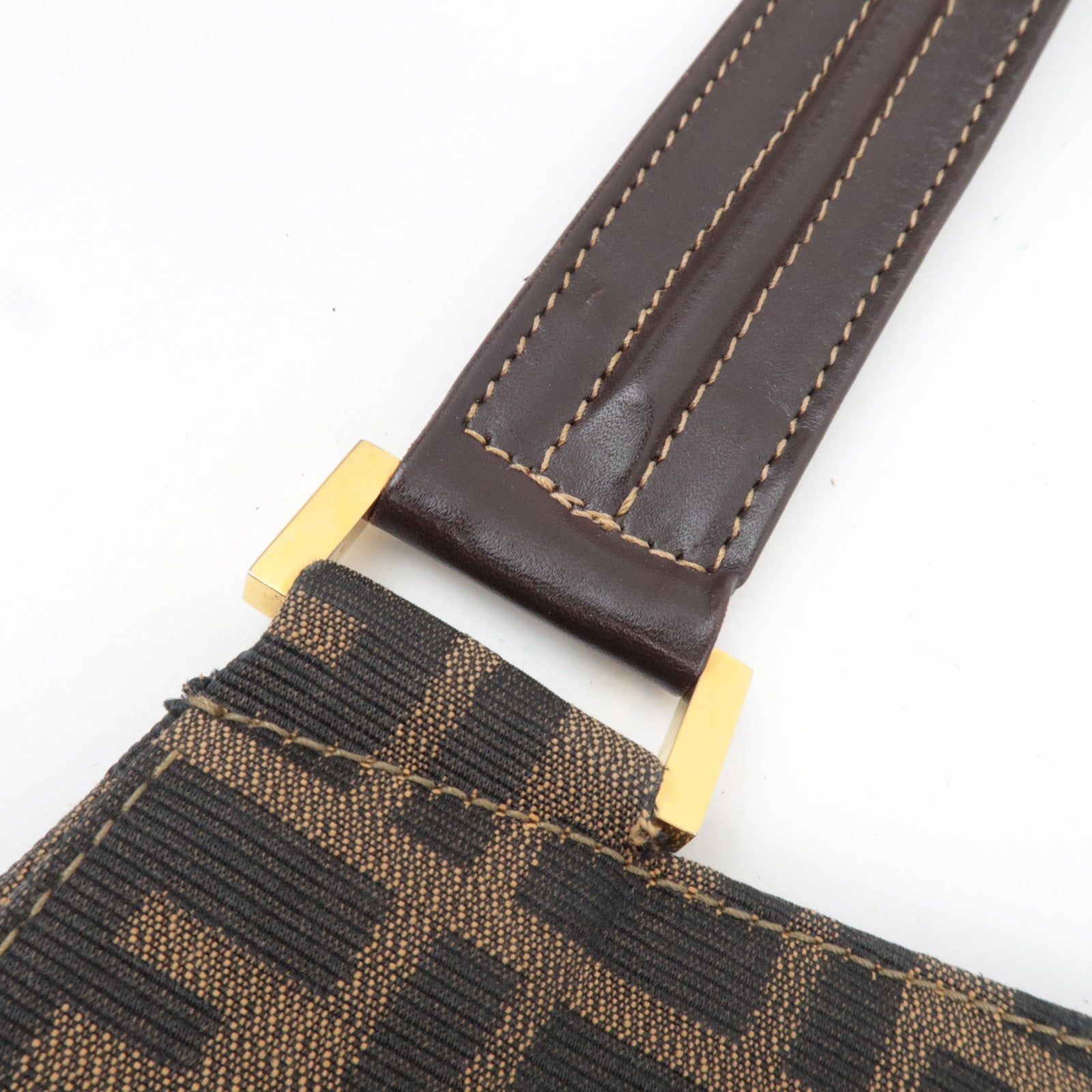 FENDI Zucca Shoulder Bag Canvas Leather Brown Black *Dust bag