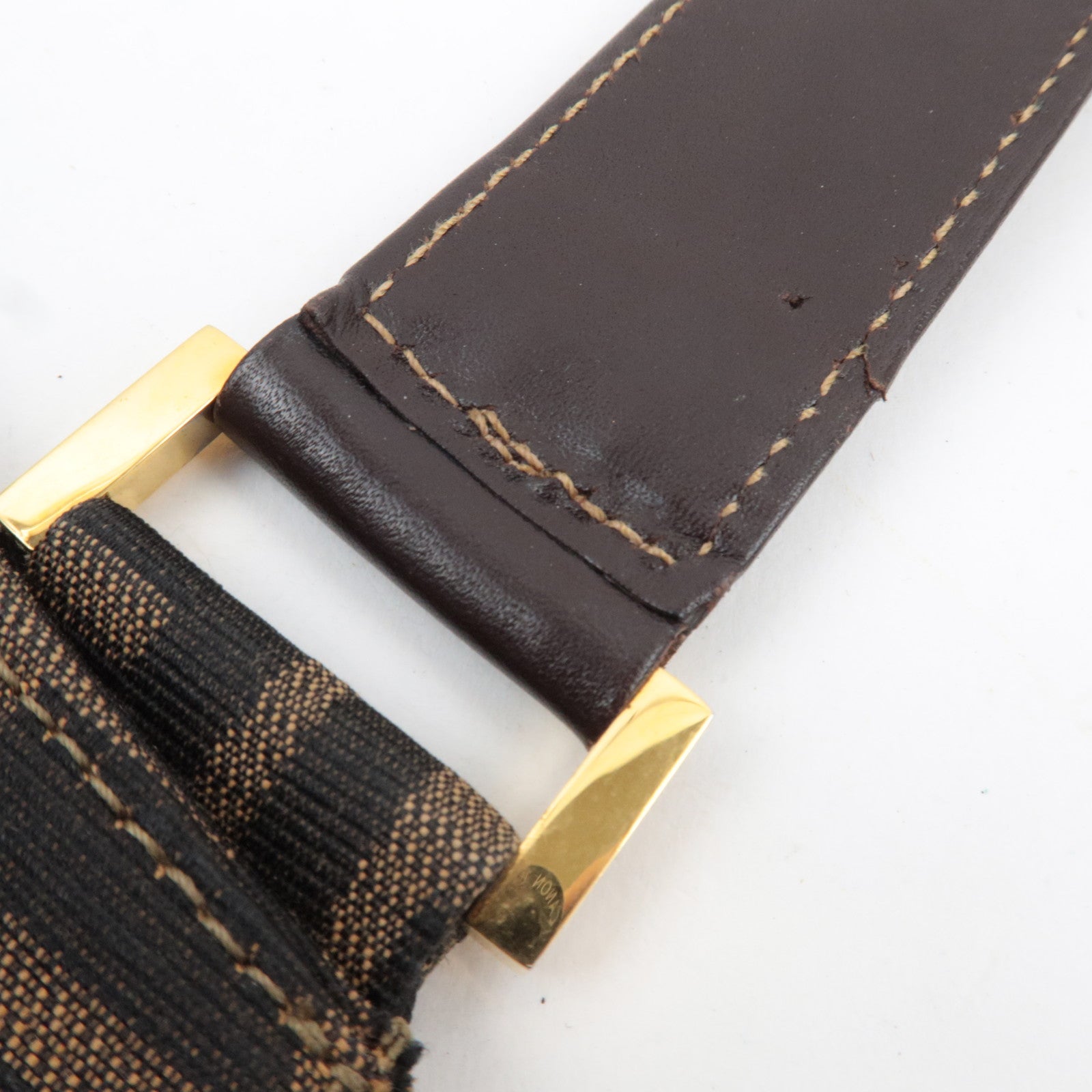 FENDI Zucca Shoulder Bag Canvas Leather Brown Black *Dust bag