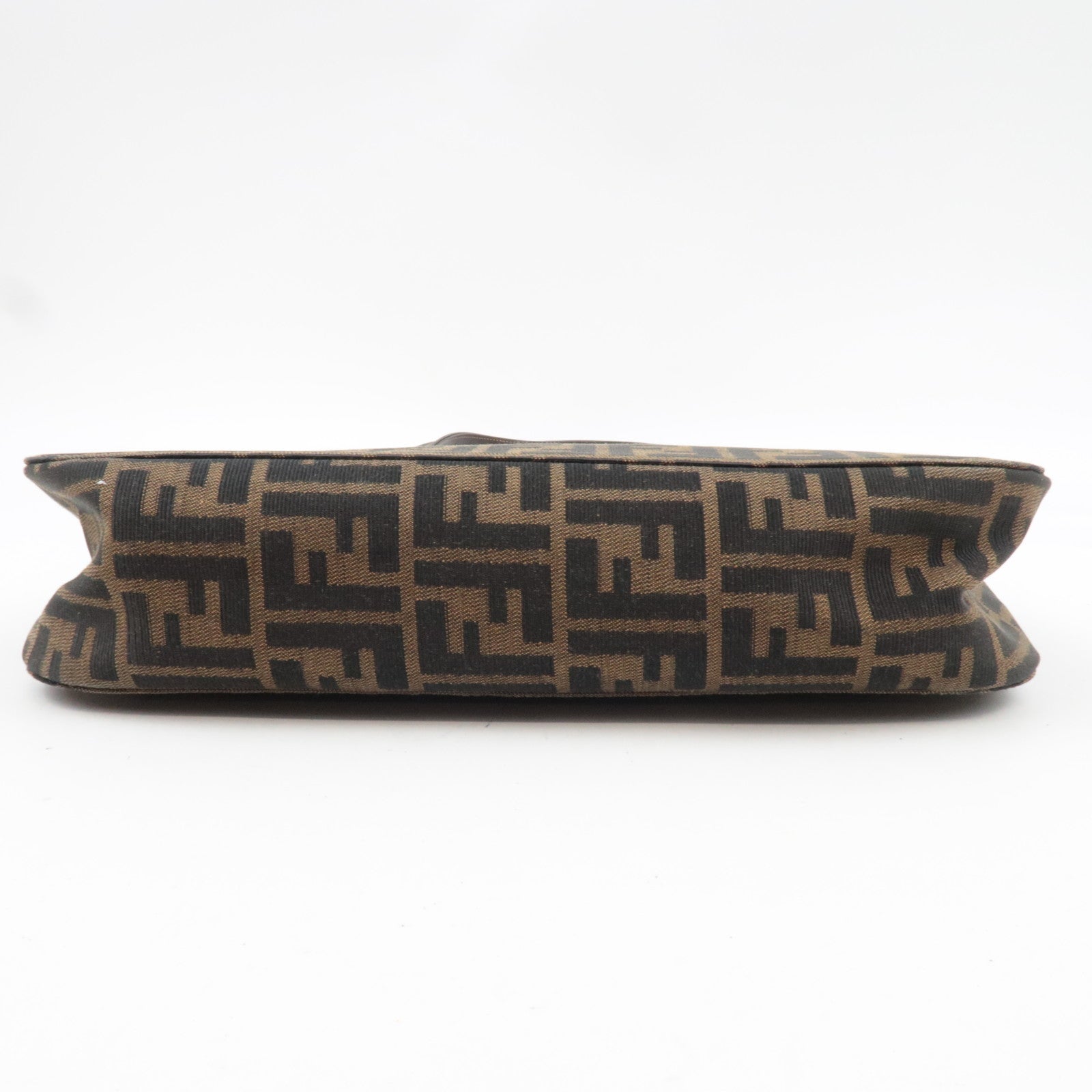 FENDI Zucca Shoulder Bag Canvas Leather Brown Black *Dust bag