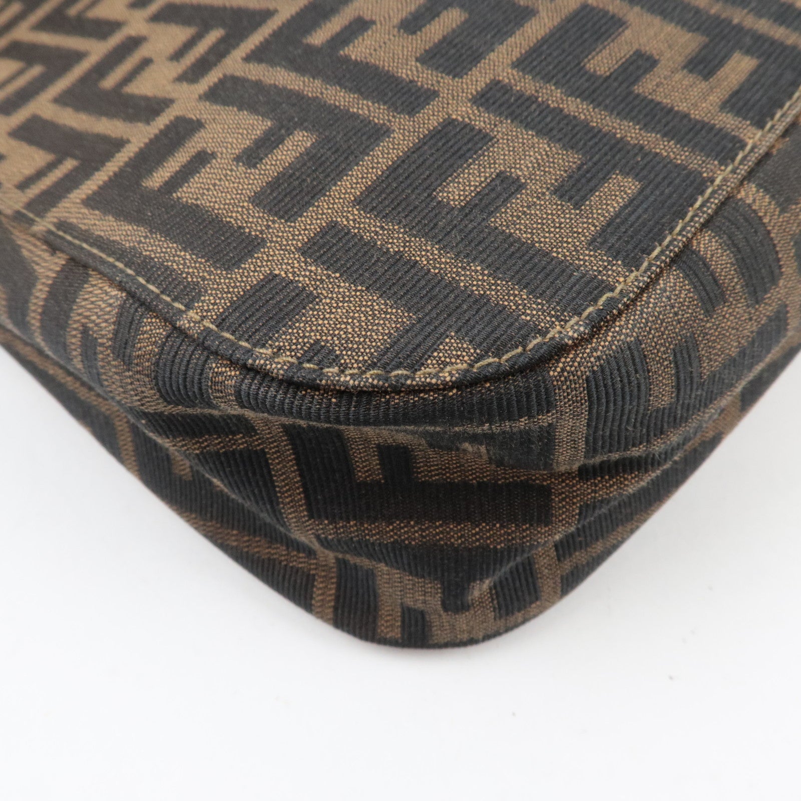 FENDI Zucca Shoulder Bag Canvas Leather Brown Black *Dust bag