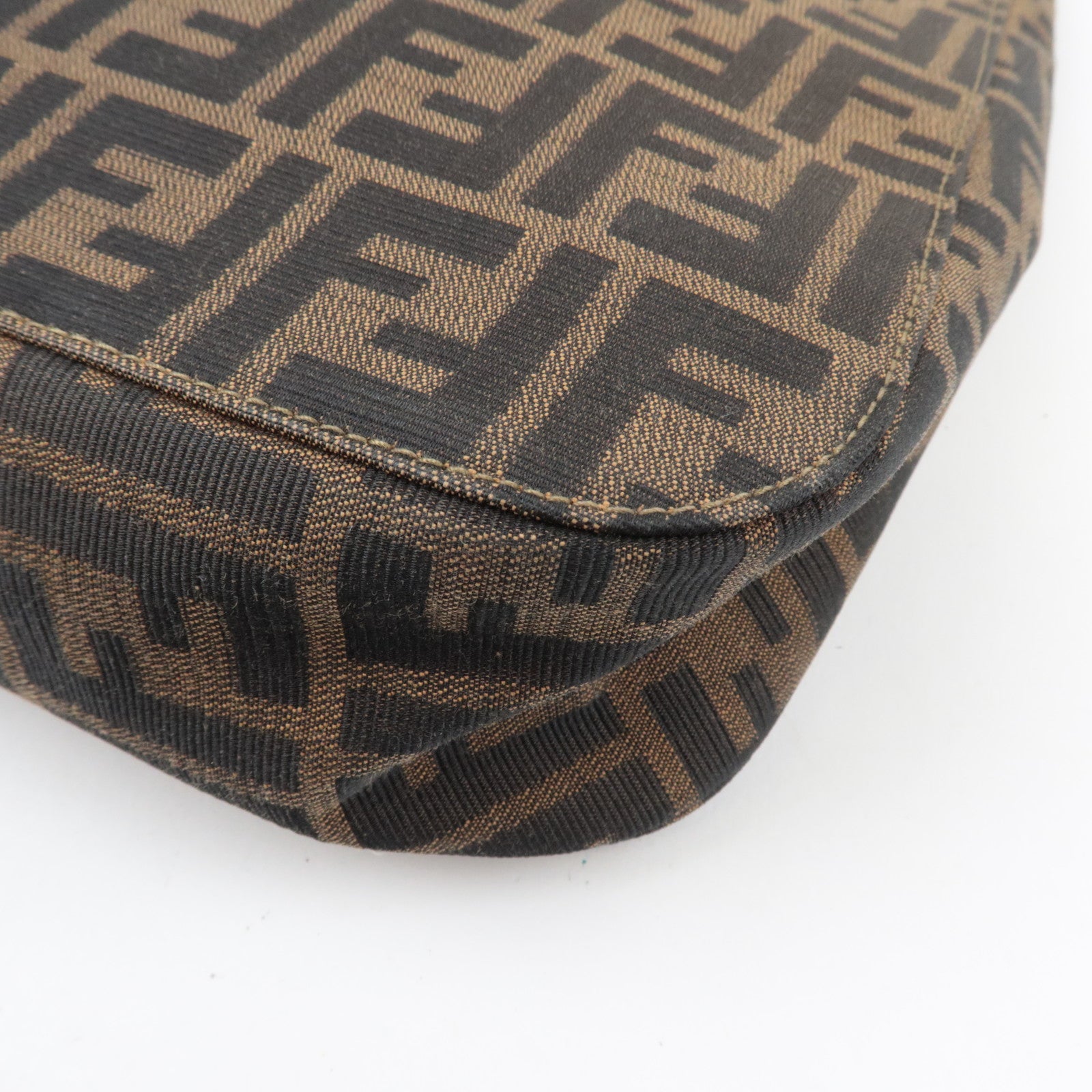 FENDI Zucca Shoulder Bag Canvas Leather Brown Black *Dust bag