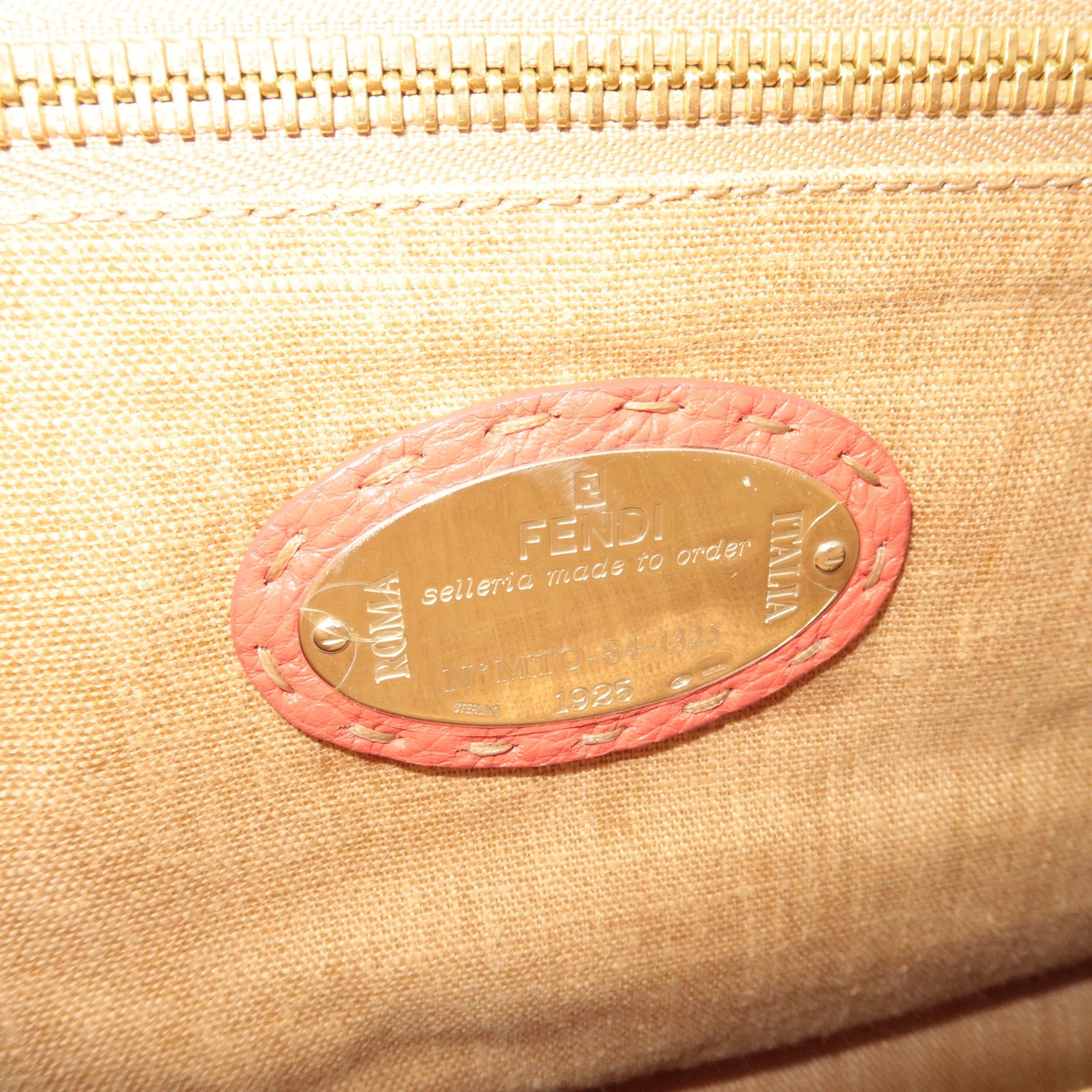 FENDI Selleria Peekaboo Large 2Way Shoulder Bag Leather Pink Gold HDW 8BN210 *Strap