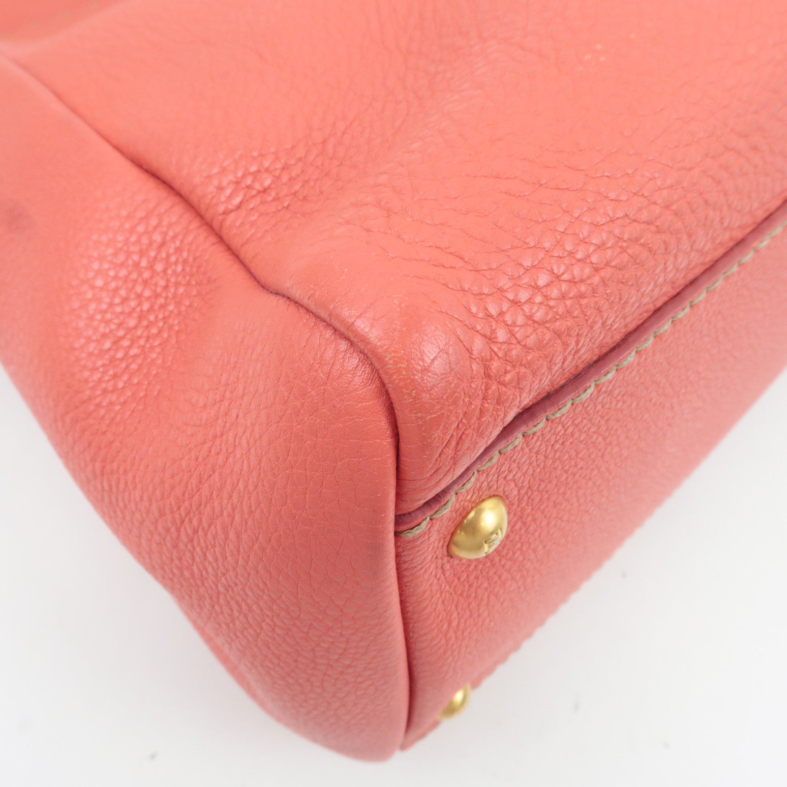 FENDI Selleria Peekaboo Large 2Way Shoulder Bag Leather Pink Gold HDW 8BN210 *Strap