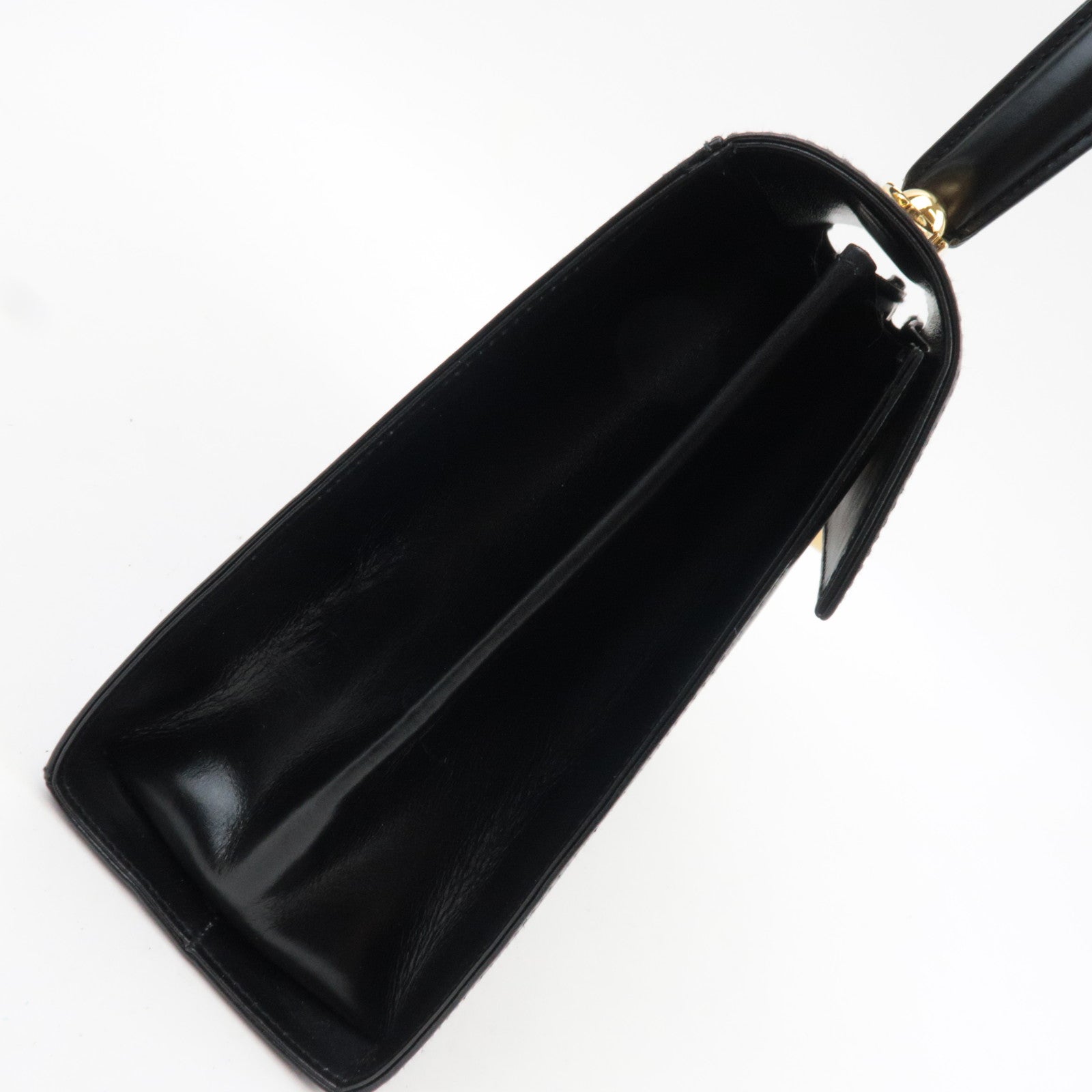 Ferragamo Gancini 2Way Handbag Leather Black Gold HDW *Strap