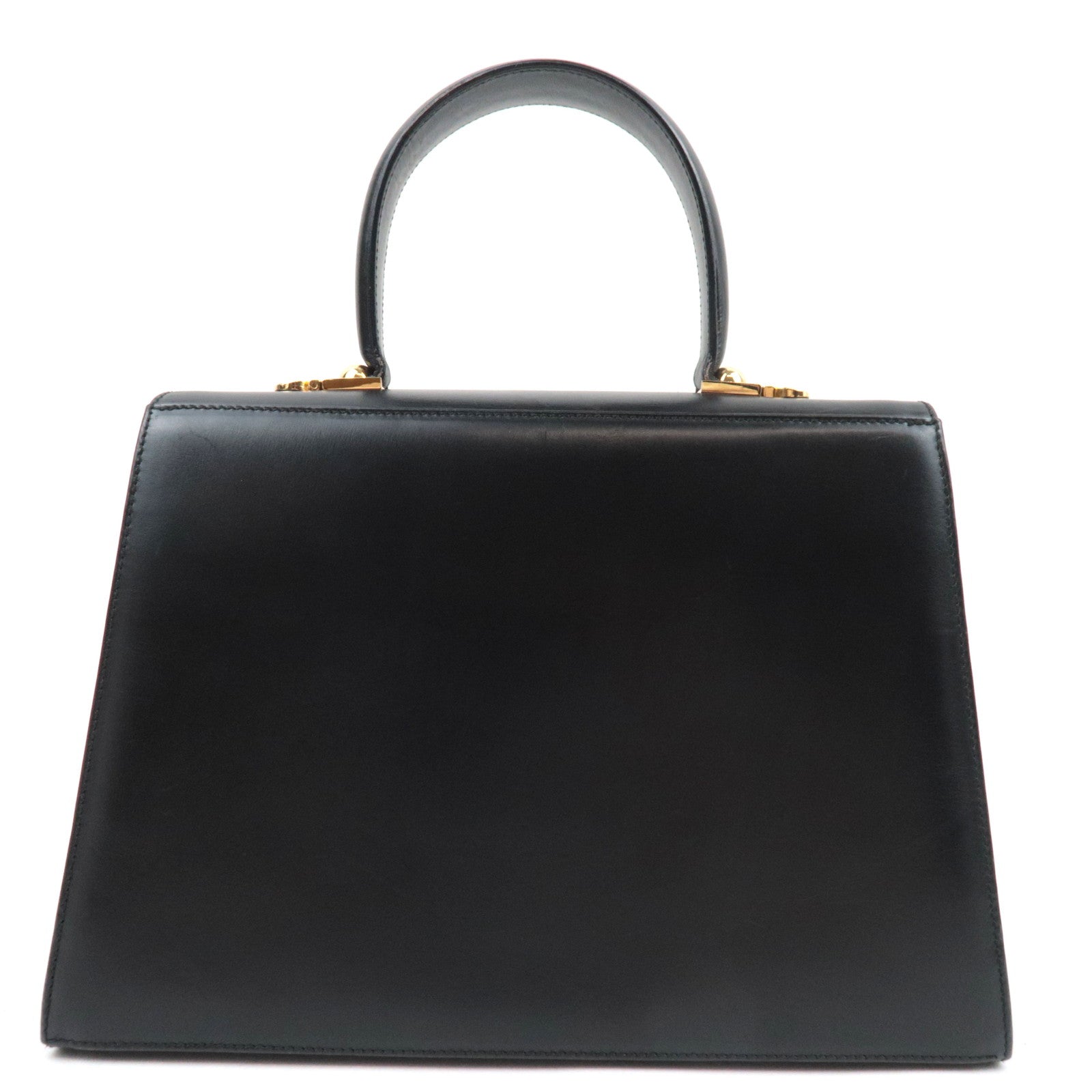 Ferragamo Gancini 2Way Handbag Leather Black Gold HDW *Strap