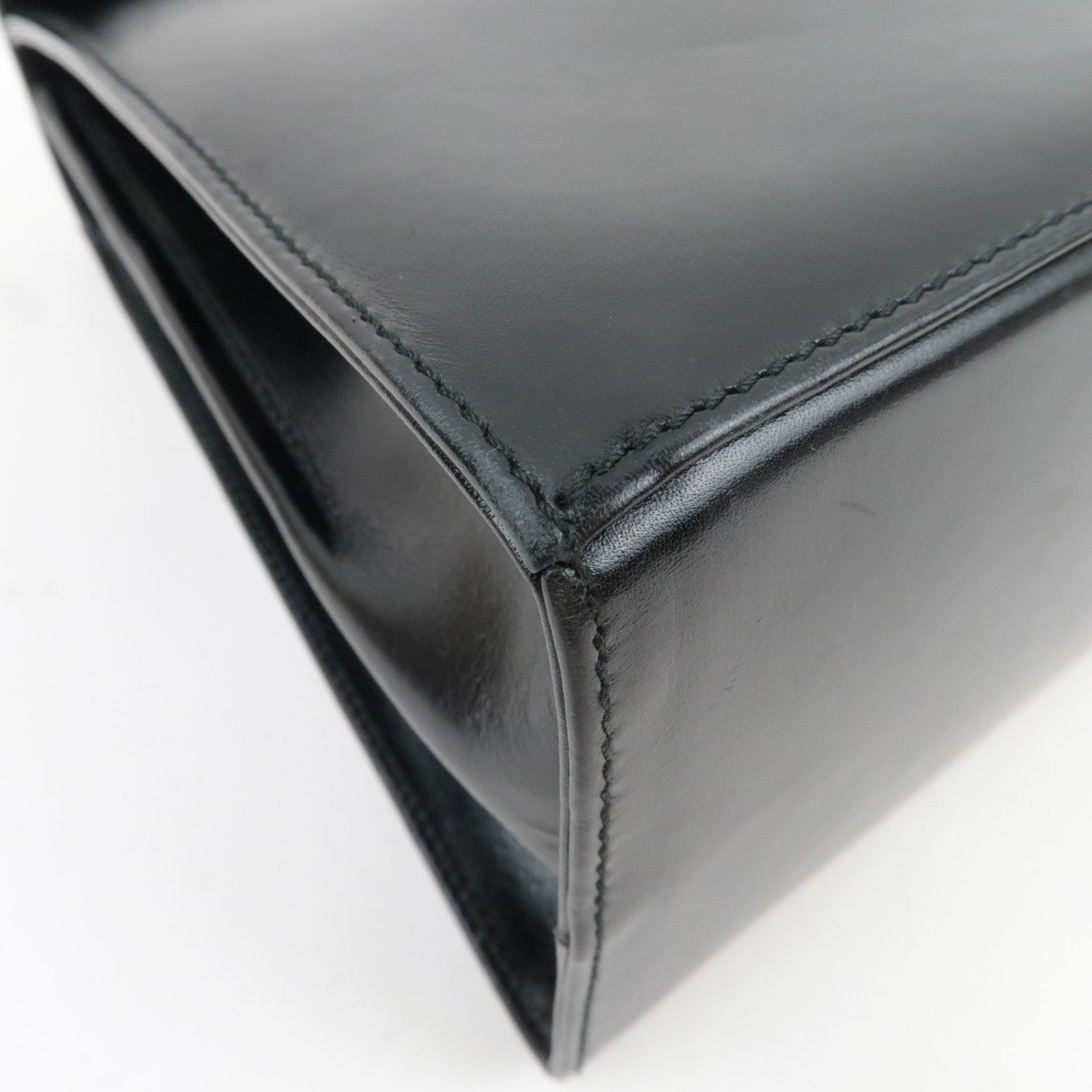 Ferragamo Gancini 2Way Handbag Leather Black Gold HDW *Strap