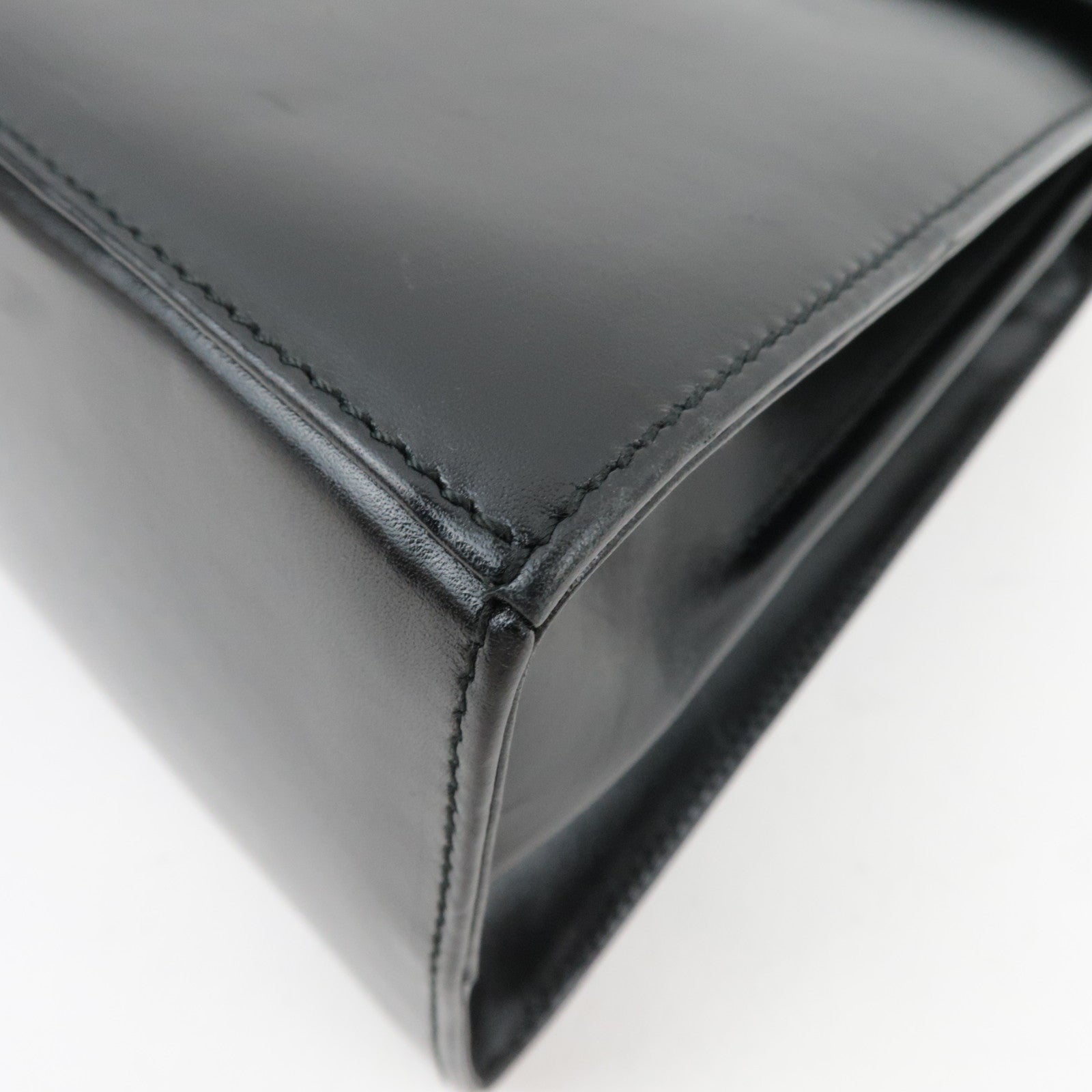 Ferragamo Gancini 2Way Handbag Leather Black Gold HDW *Strap