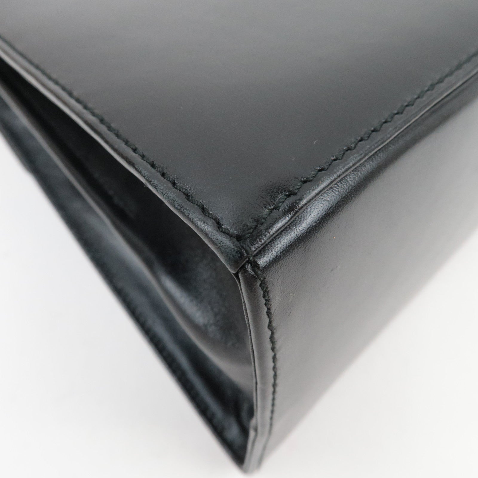 Ferragamo Gancini 2Way Handbag Leather Black Gold HDW *Strap