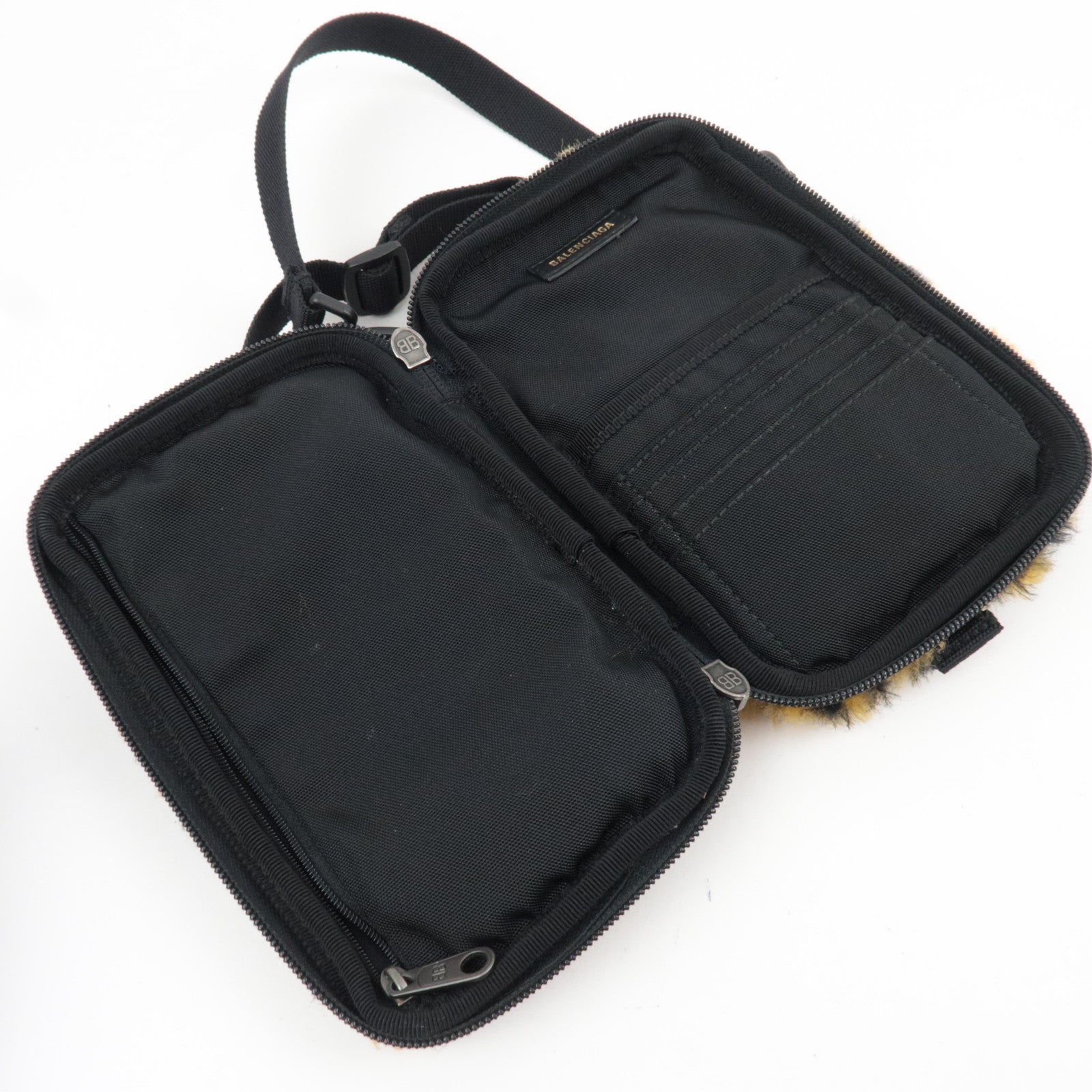 BALENCIAGA Explorer Leopard Shoulder Bag Fur Nylon 593329