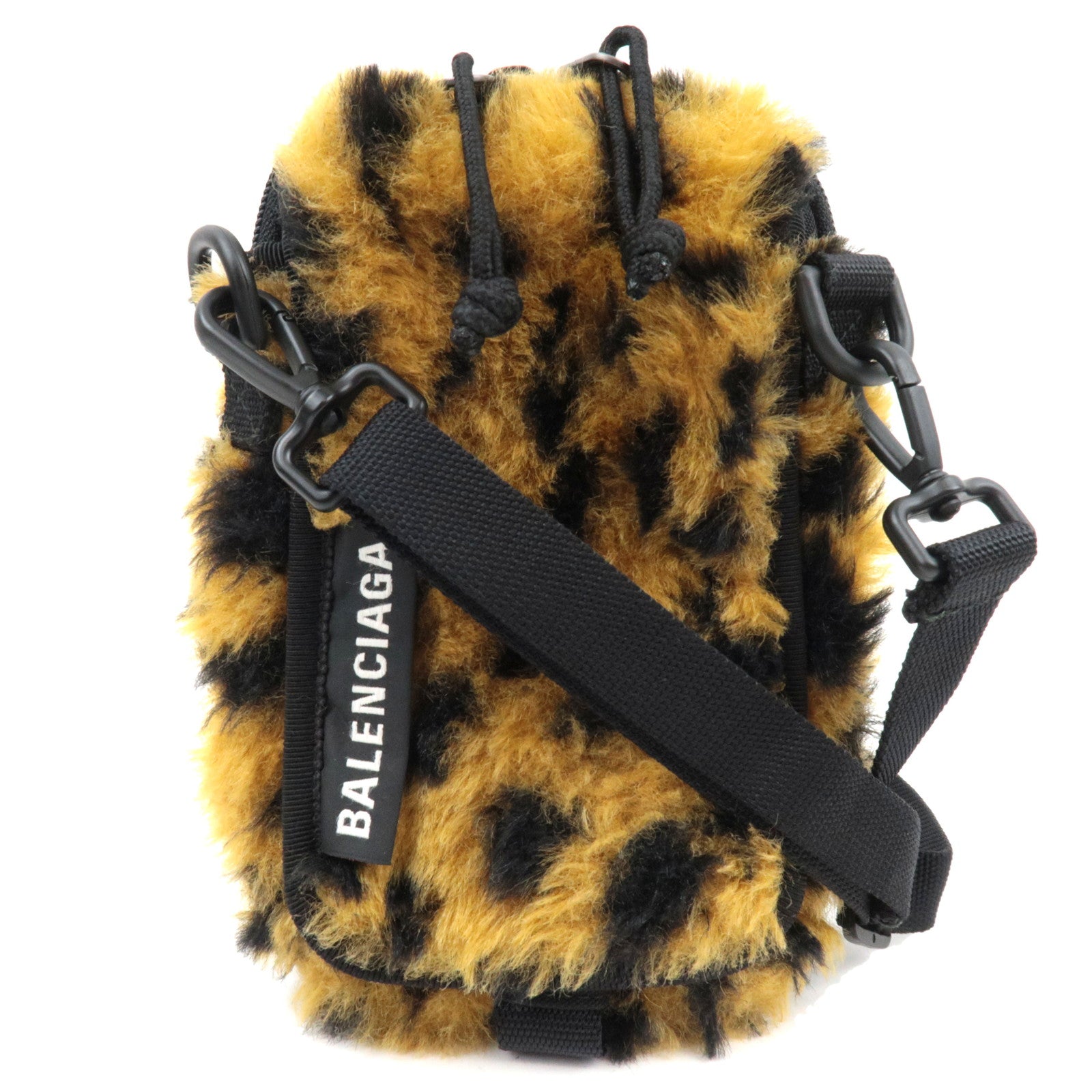 BALENCIAGA Explorer Leopard Shoulder Bag Fur Nylon 59332982066