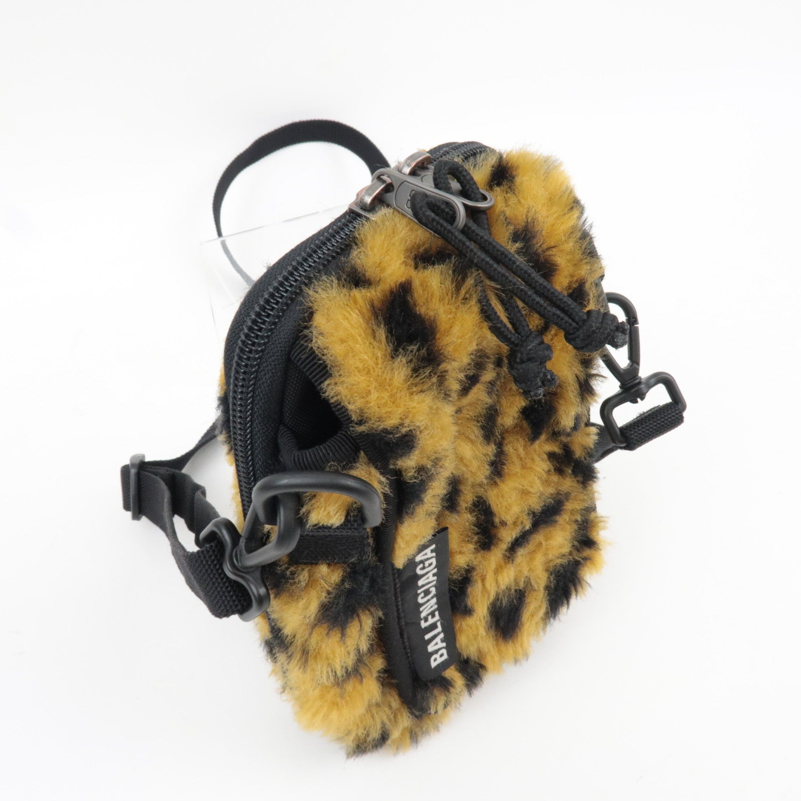 BALENCIAGA Explorer Leopard Shoulder Bag Fur Nylon 593329