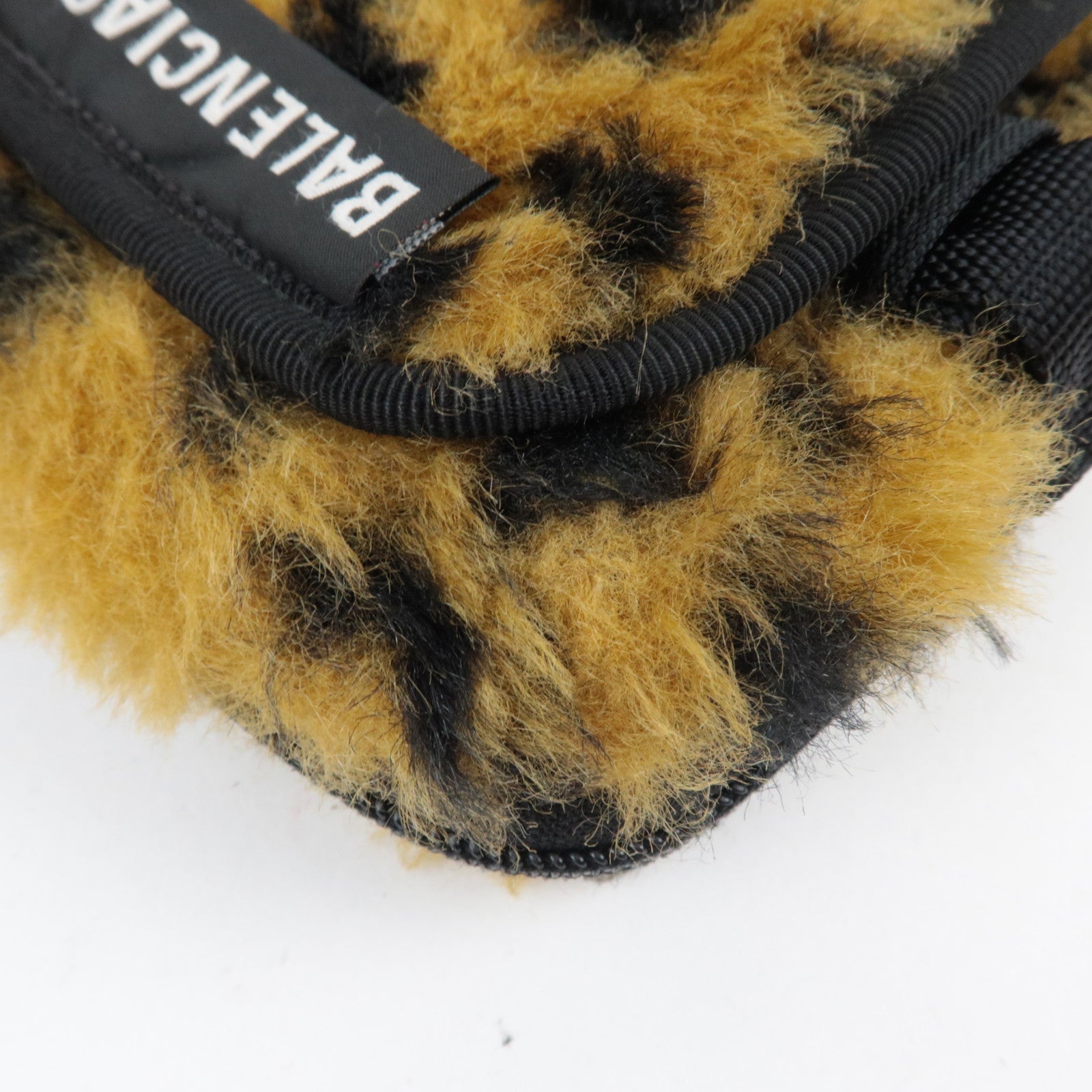 BALENCIAGA Explorer Leopard Shoulder Bag Fur Nylon 593329