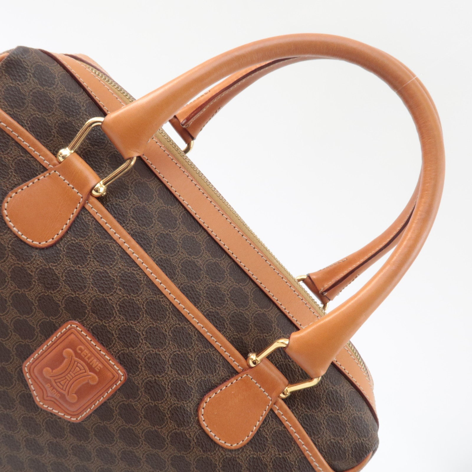 CELINE Macadam Handbag PVC Leather Brown