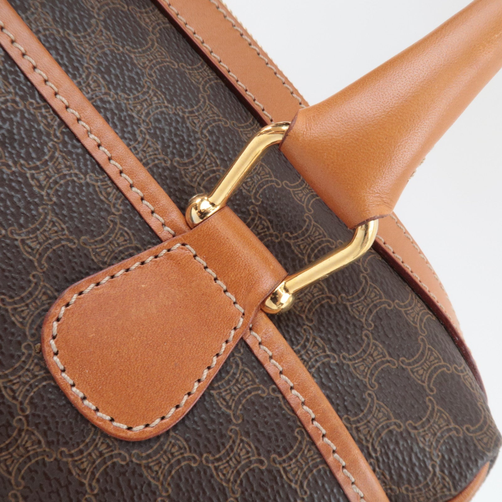 CELINE Macadam Handbag PVC Leather Brown