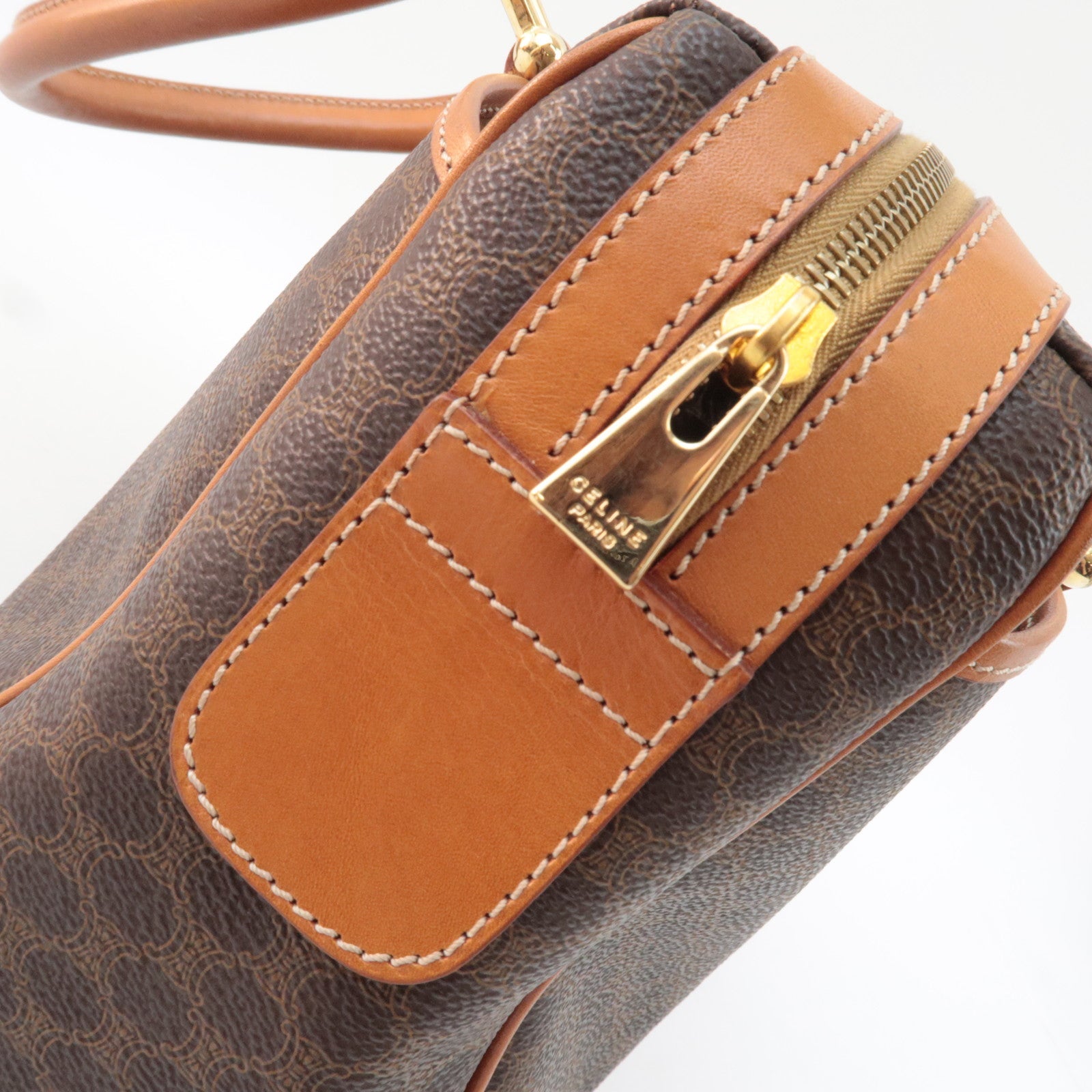 CELINE Macadam Handbag PVC Leather Brown