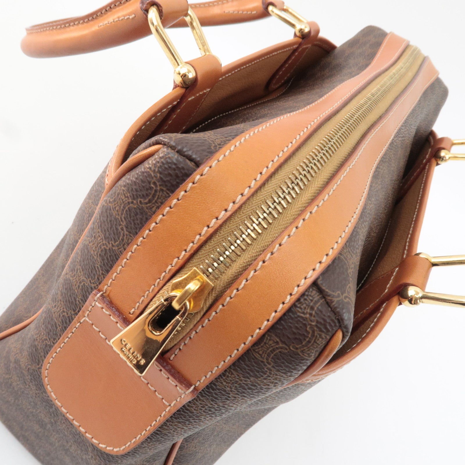 CELINE Macadam Handbag PVC Leather Brown