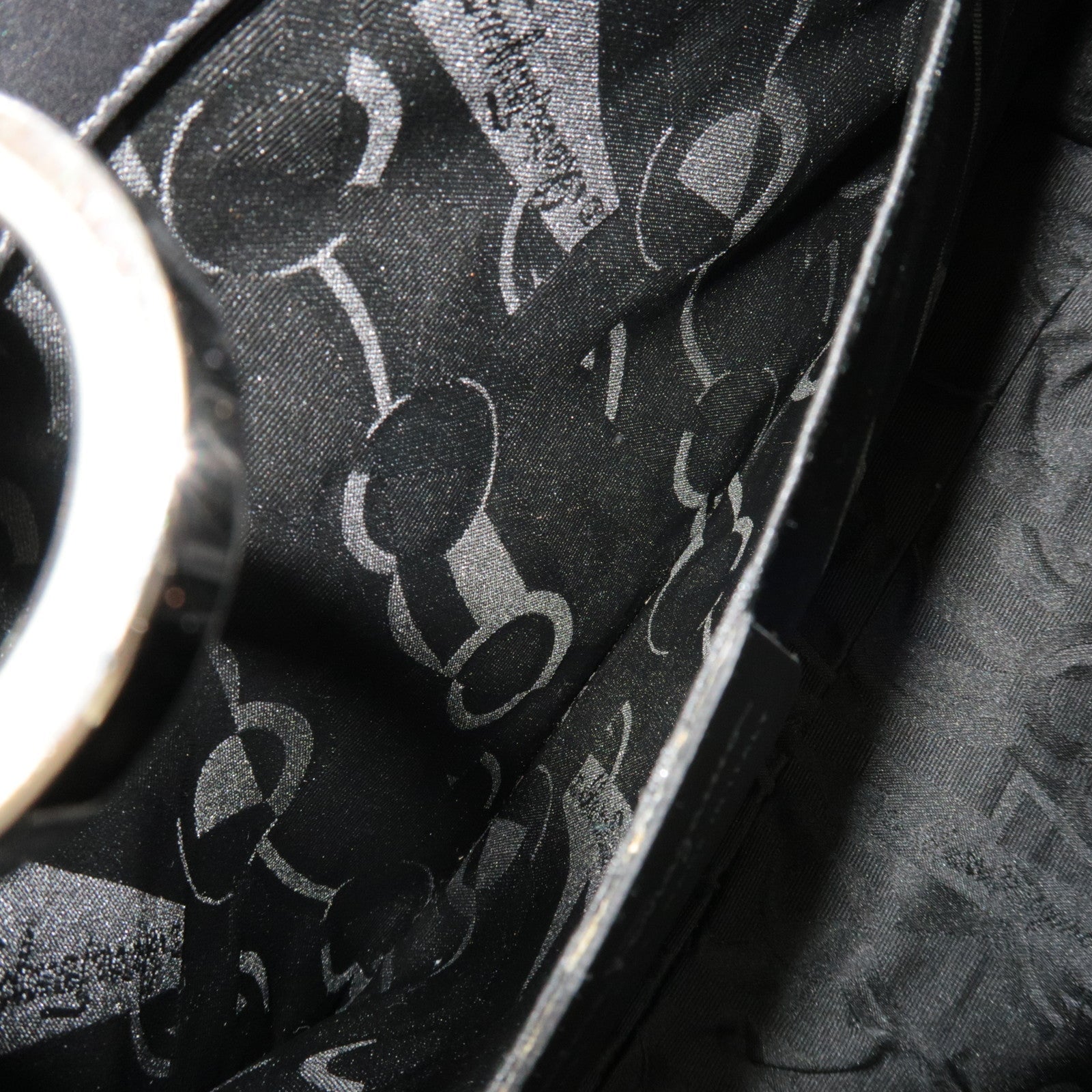 Ferragamo Gancini Tote Bag Leather Black Silver HDW